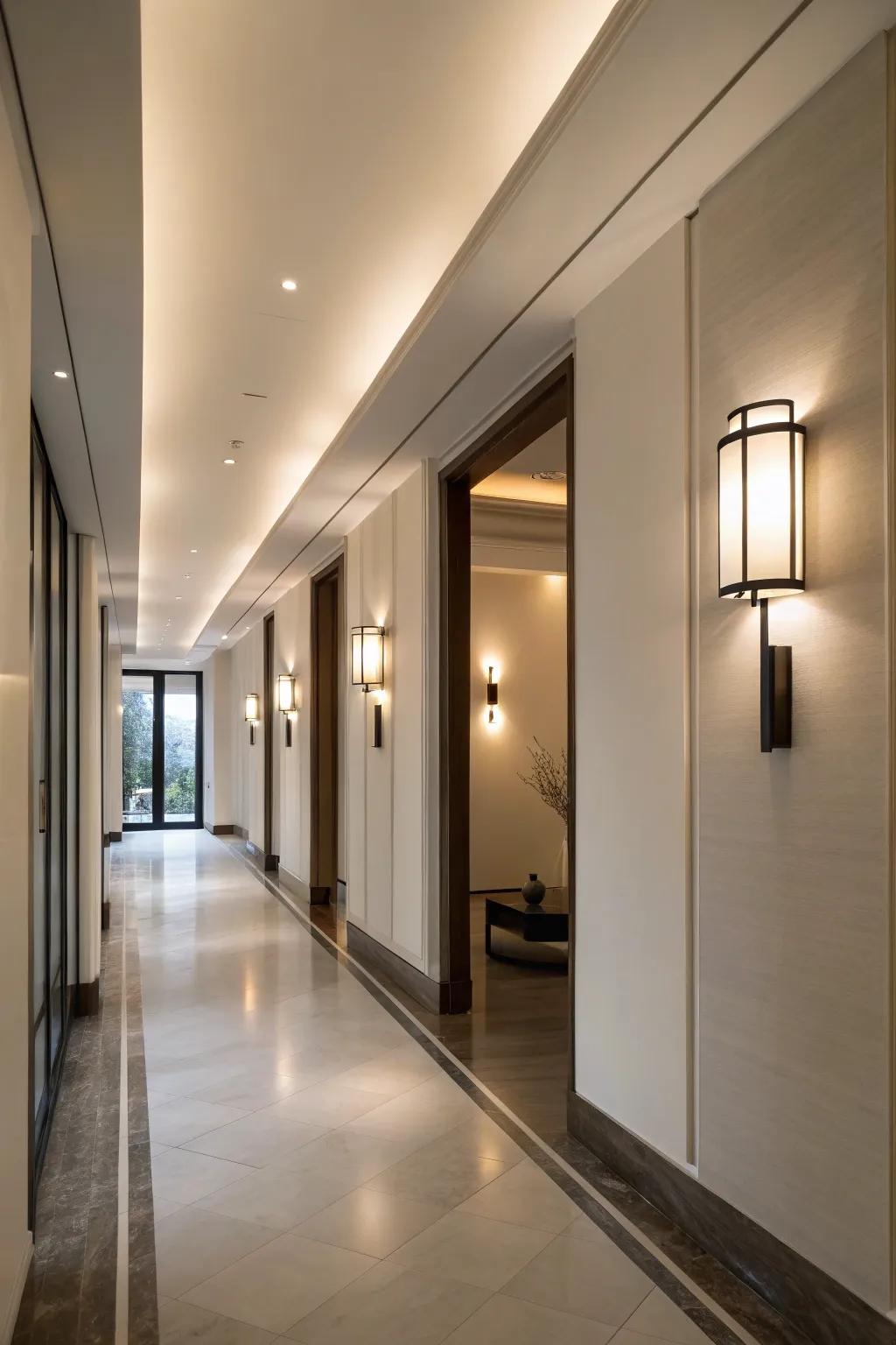Simple wall lamps present a streamlined lighting choice.
