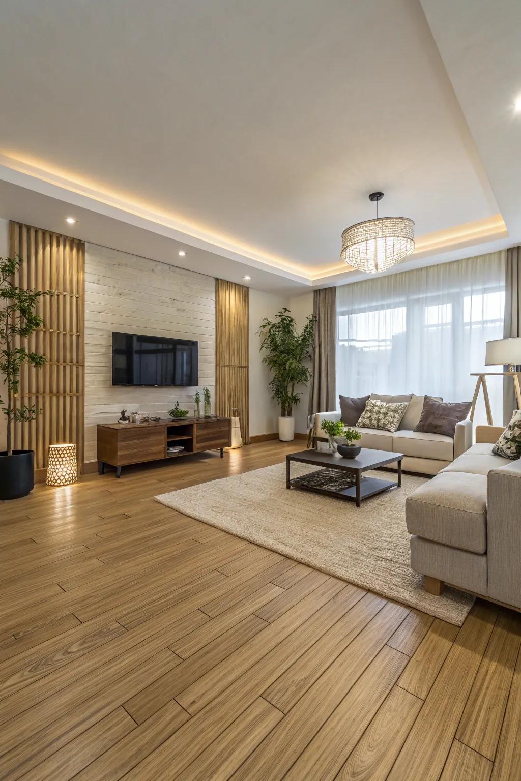 Environmentally conscious and stylish cane flooring.
