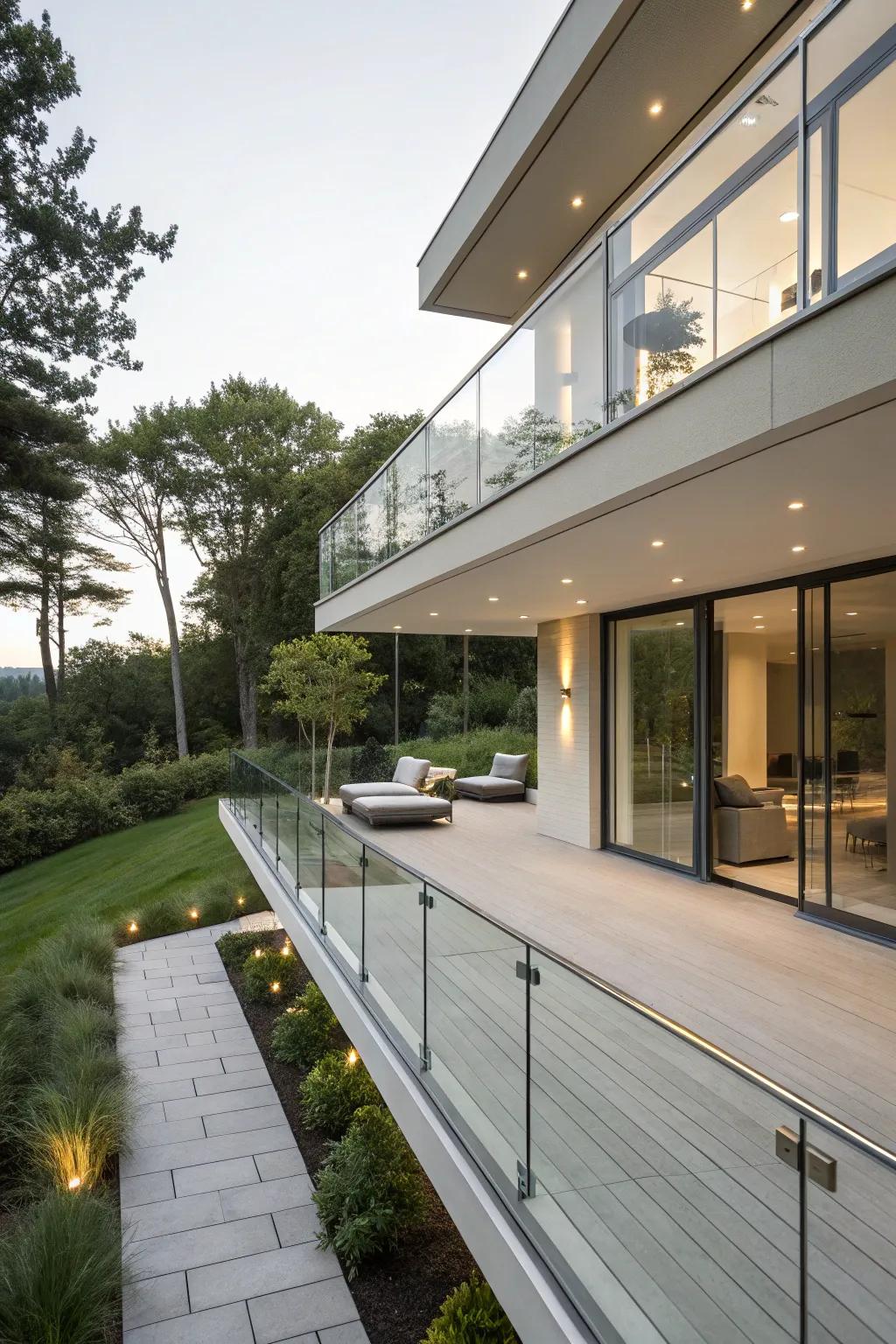A minimalist deck that integrates effortlessly into its surrounding nature.