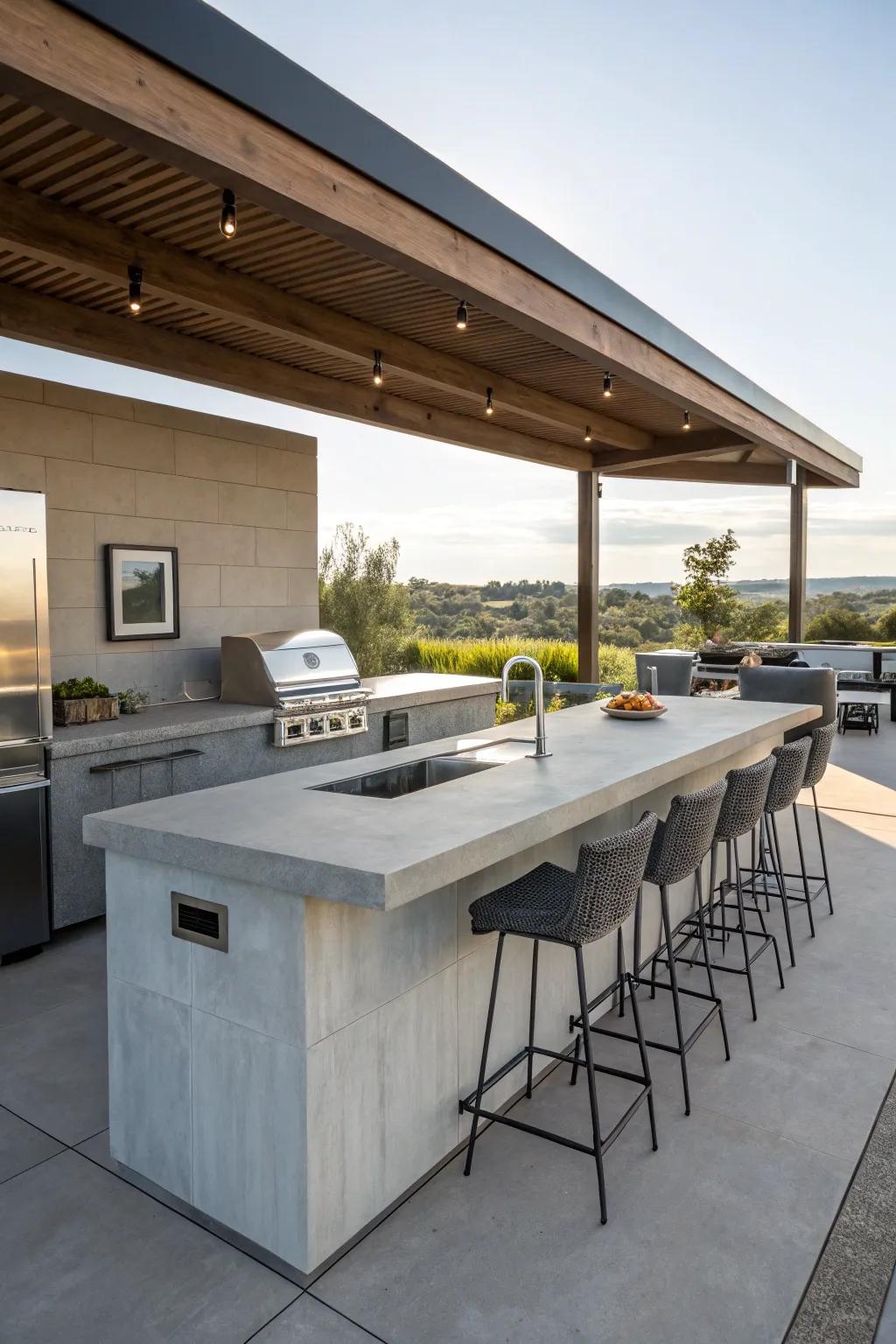 Abundant workspace for seamless food preparation and social gatherings.