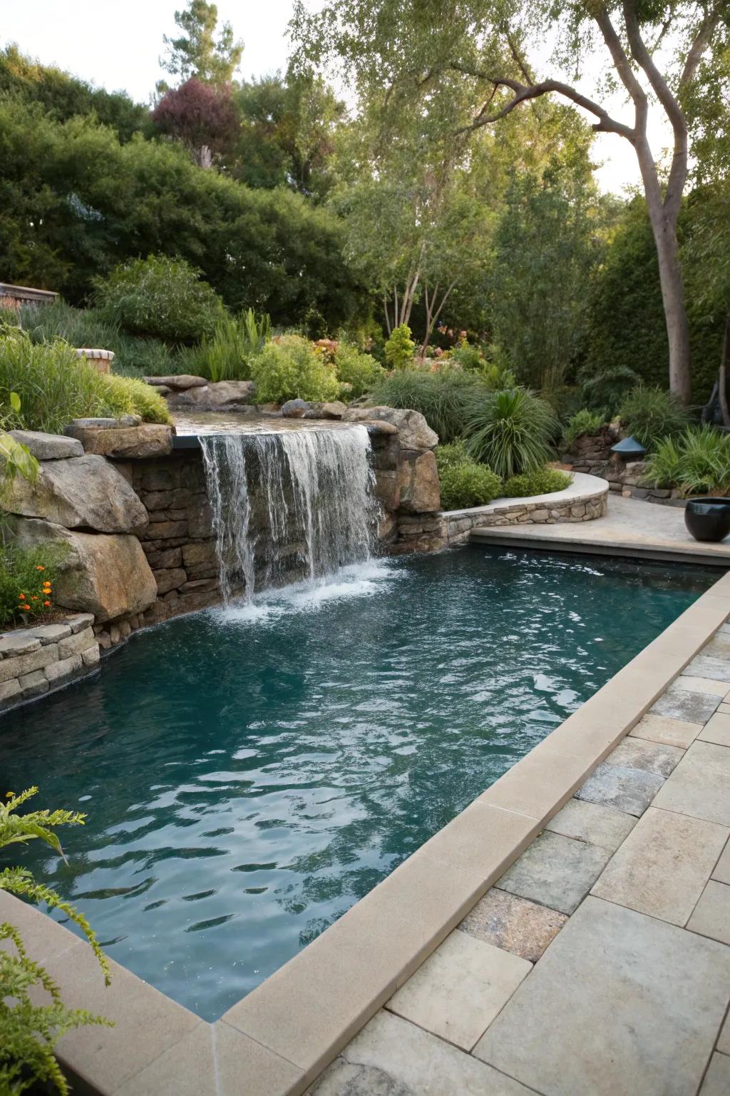 Cascading water features impart a lavish touch to your pool.