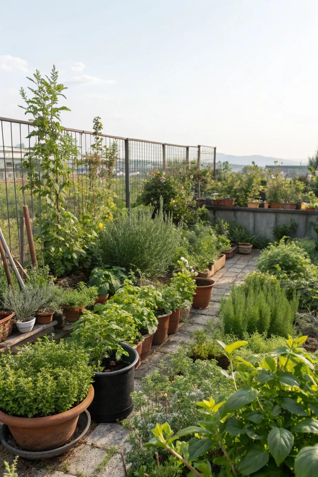 Different greens adding life to a small garden area.