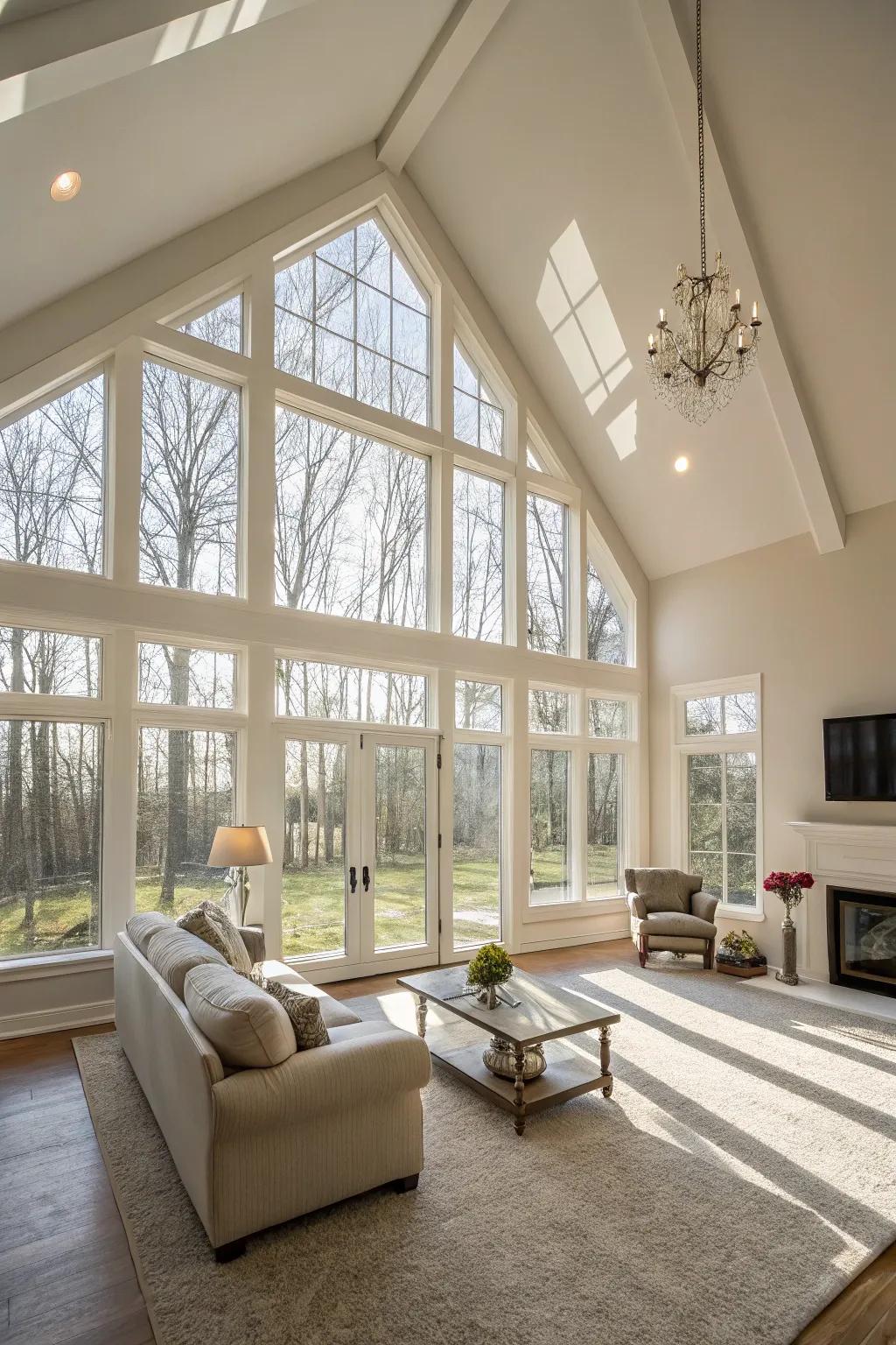 Drench your living space in sun using wide-reaching windows.