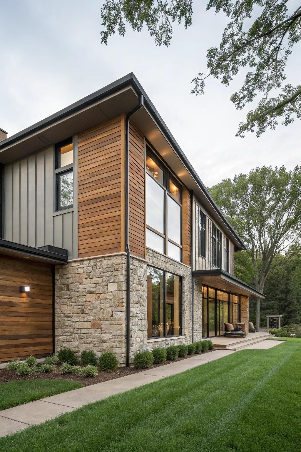 Eye-catching exterior with mixed cladding materials