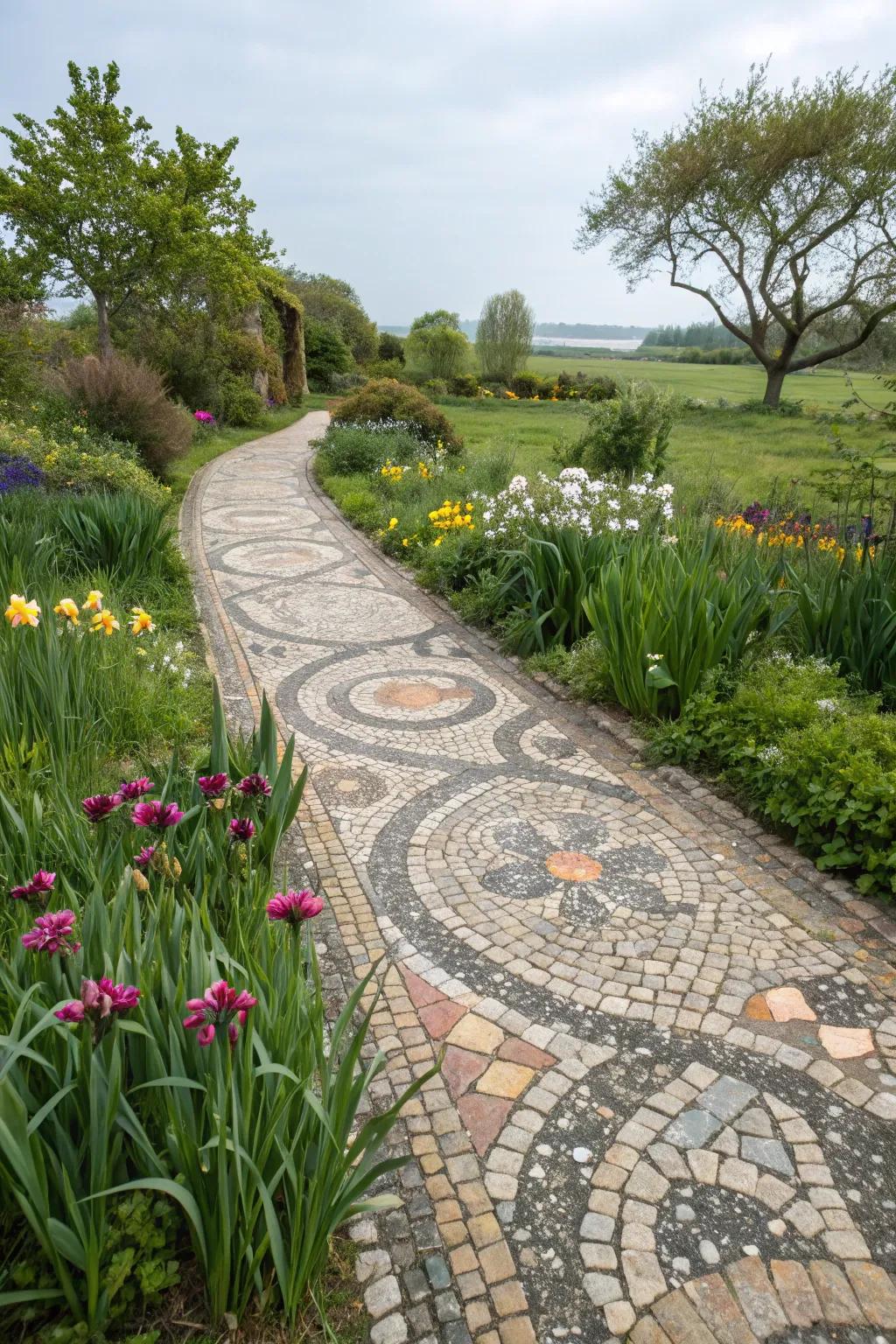 Natural stones impart an earthen appeal to mosaic designs.
