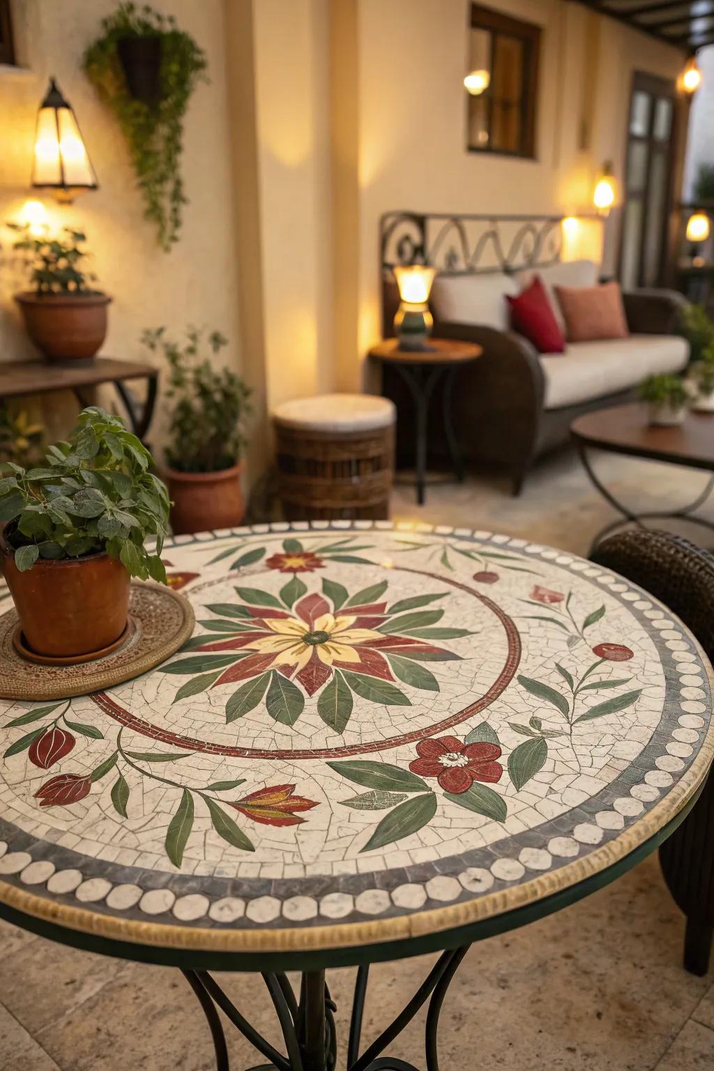 Botanical mosaic designs effortlessly infuse the serene charm of nature into your home.