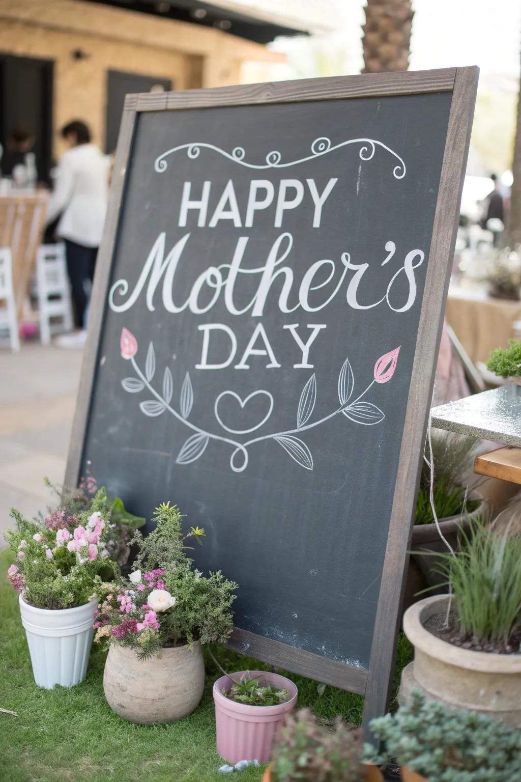 Personalize your Mother's Day with an endearing writable board backdrop.