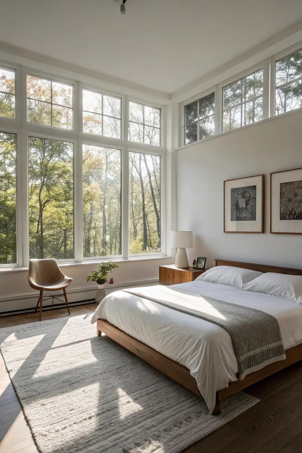 Ample natural light enhances the mood of this bedroom.