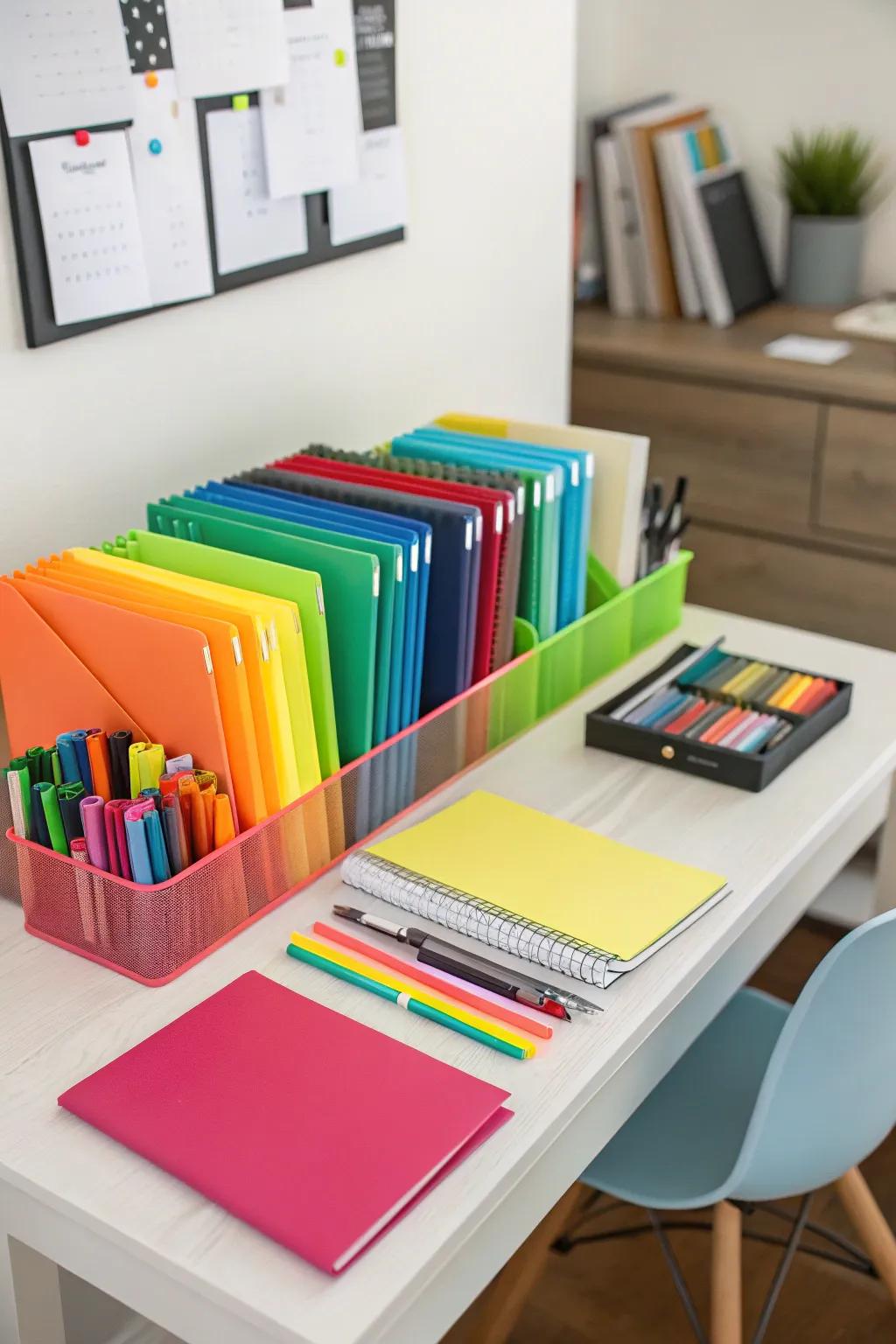 Color-coding not only tidies up your study area but also adds a lively, personal touch to your daily routine.