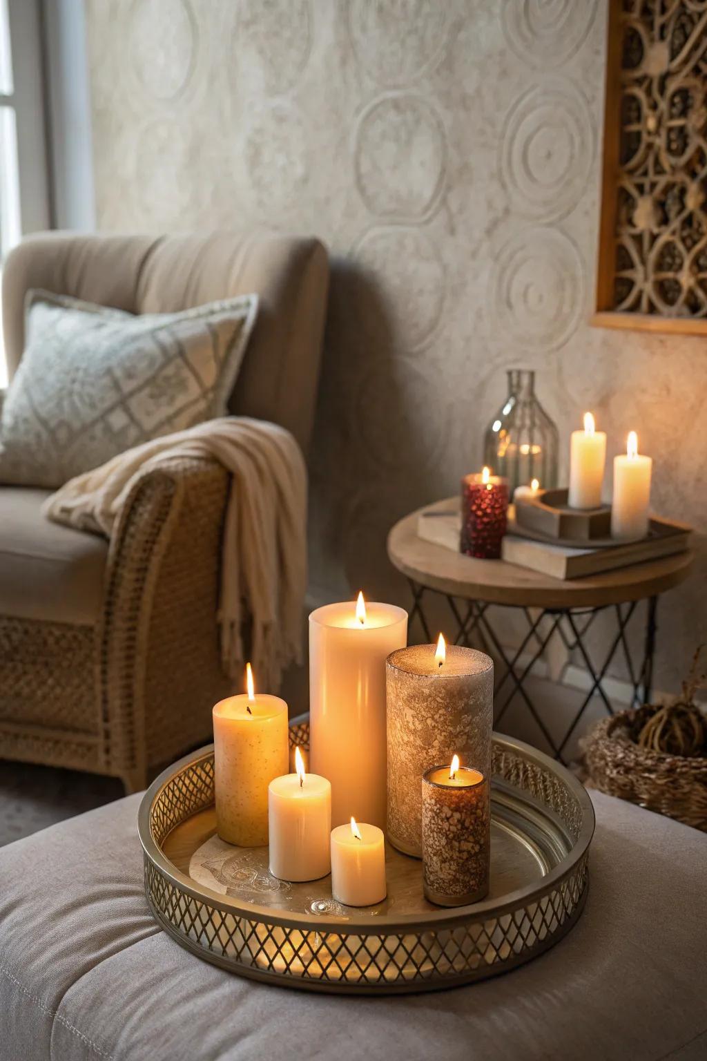 Bask in the gentle glow of candles.