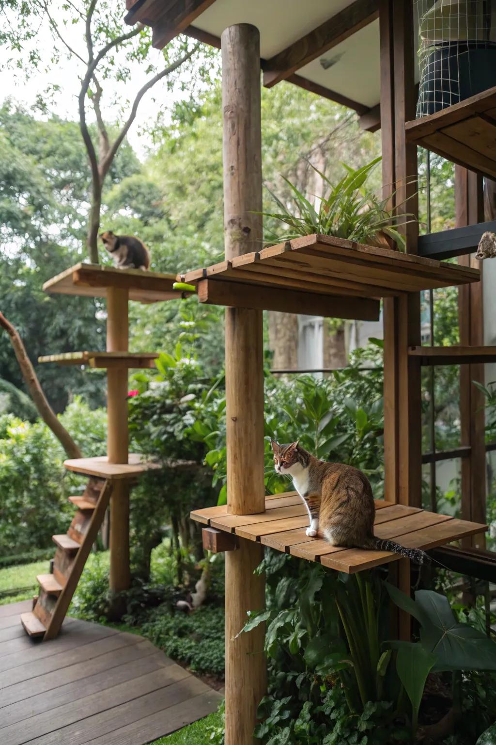 Multi-tiered platforms provide thrilling exploration options for cats.