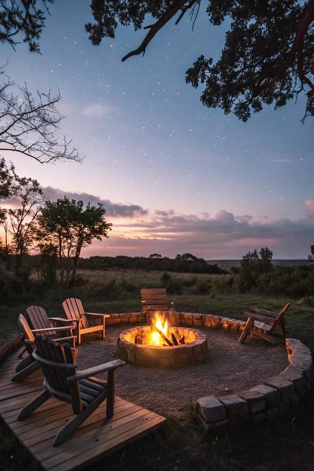 A fire pit sets the perfect mood for evening gatherings with loved ones.