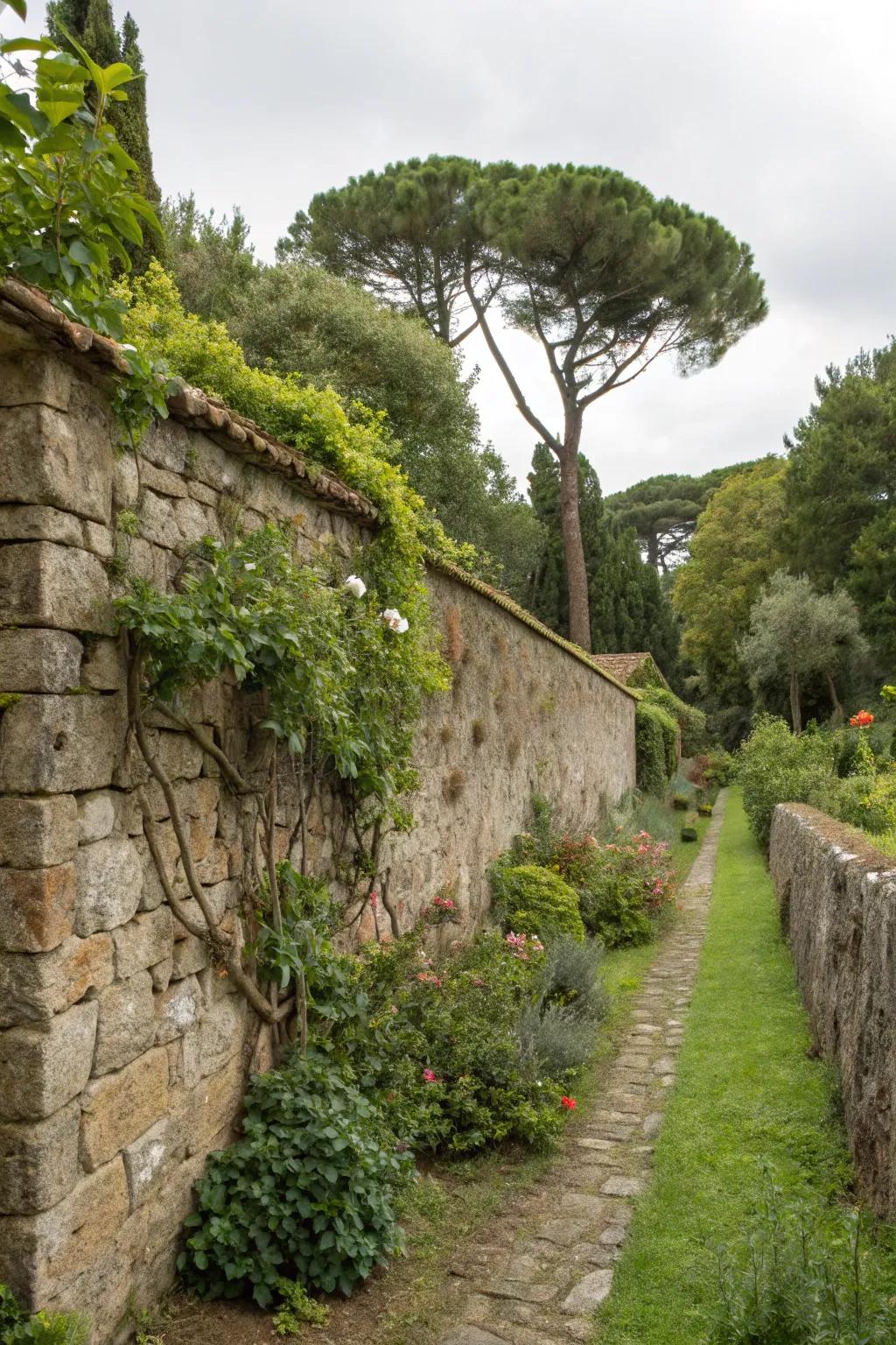 Stone walls enhance any garden with character and dimension.