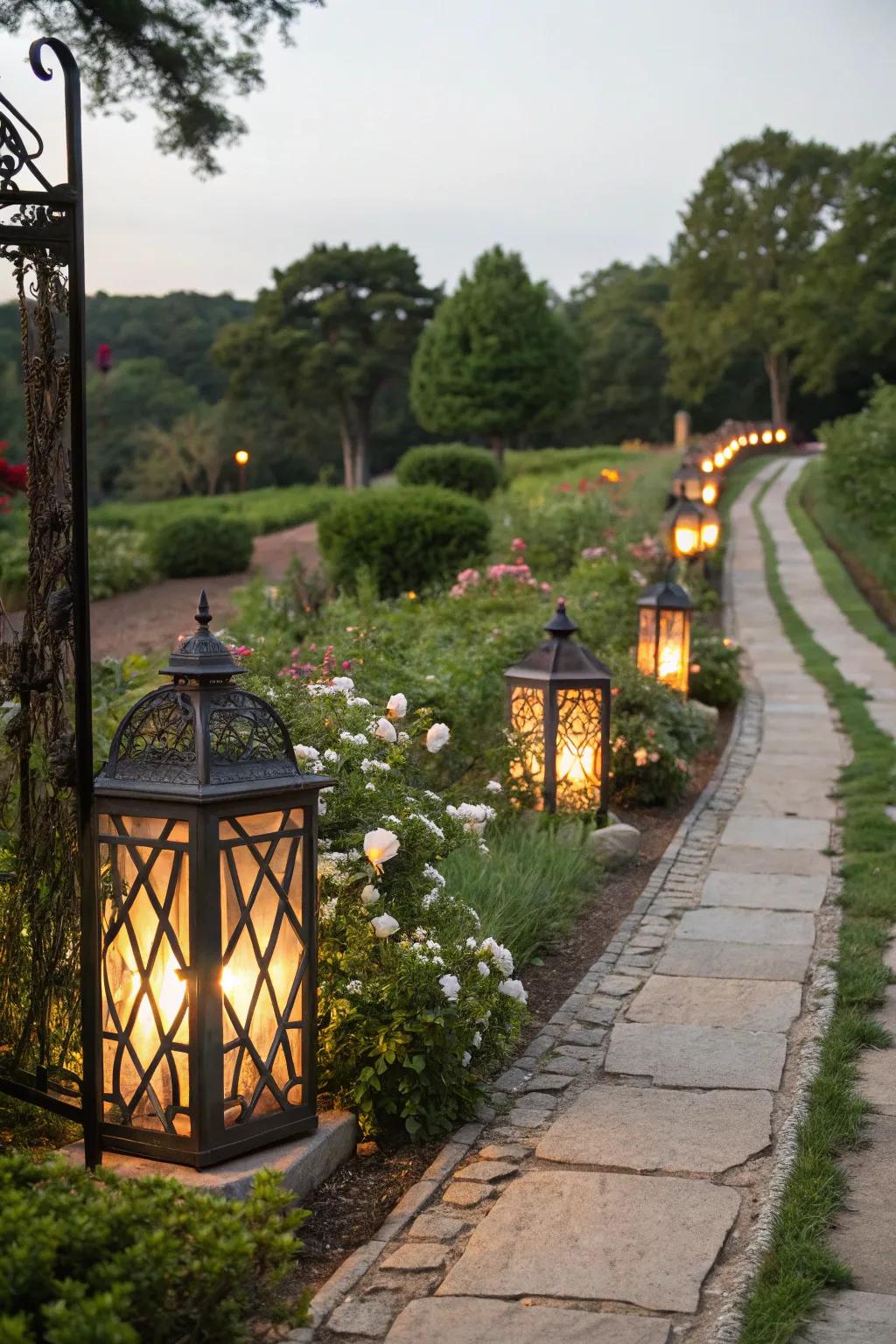 Let lamps softly light the path ahead.
