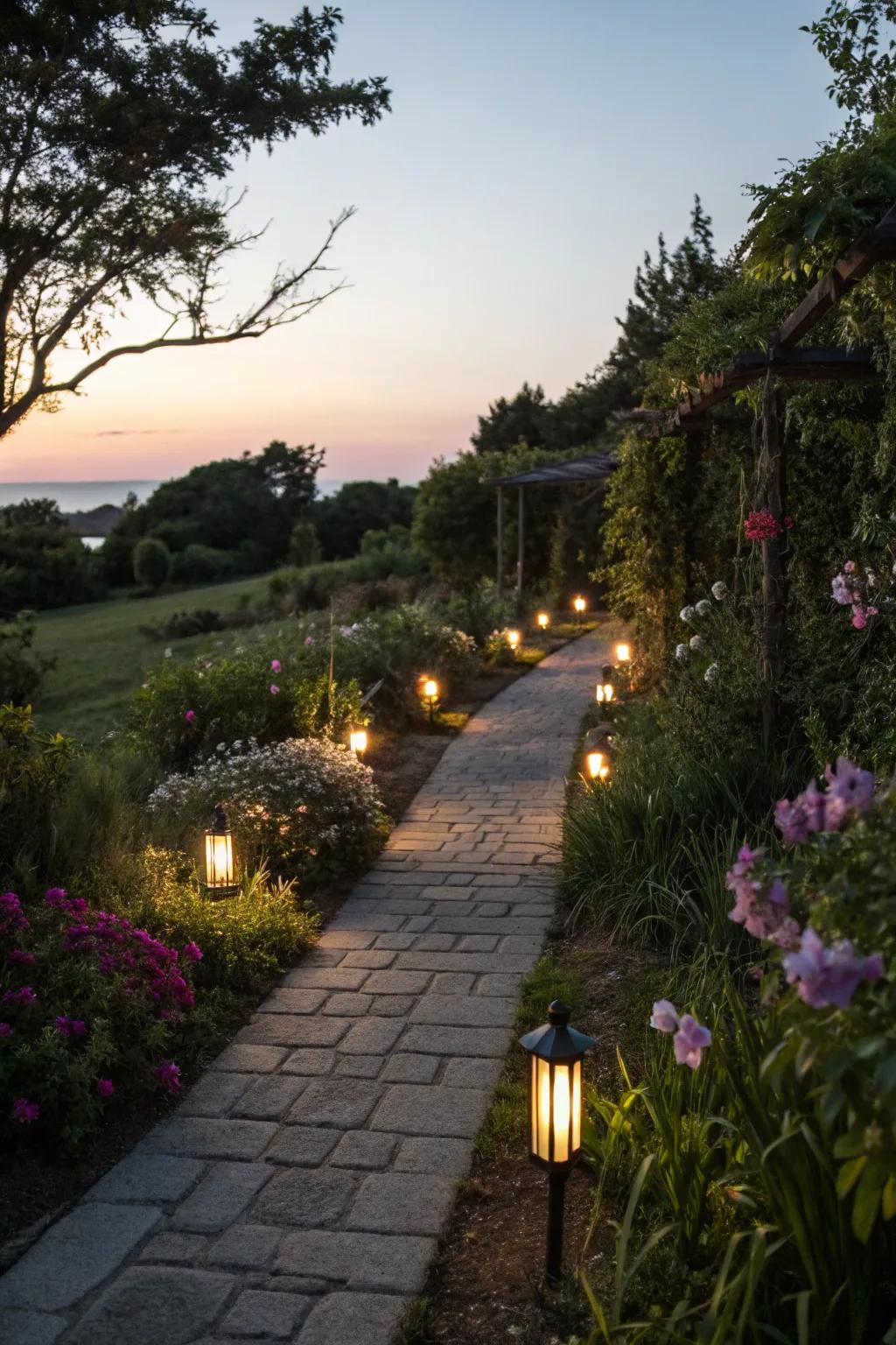 Pathway lights accompany your steps with elegance.