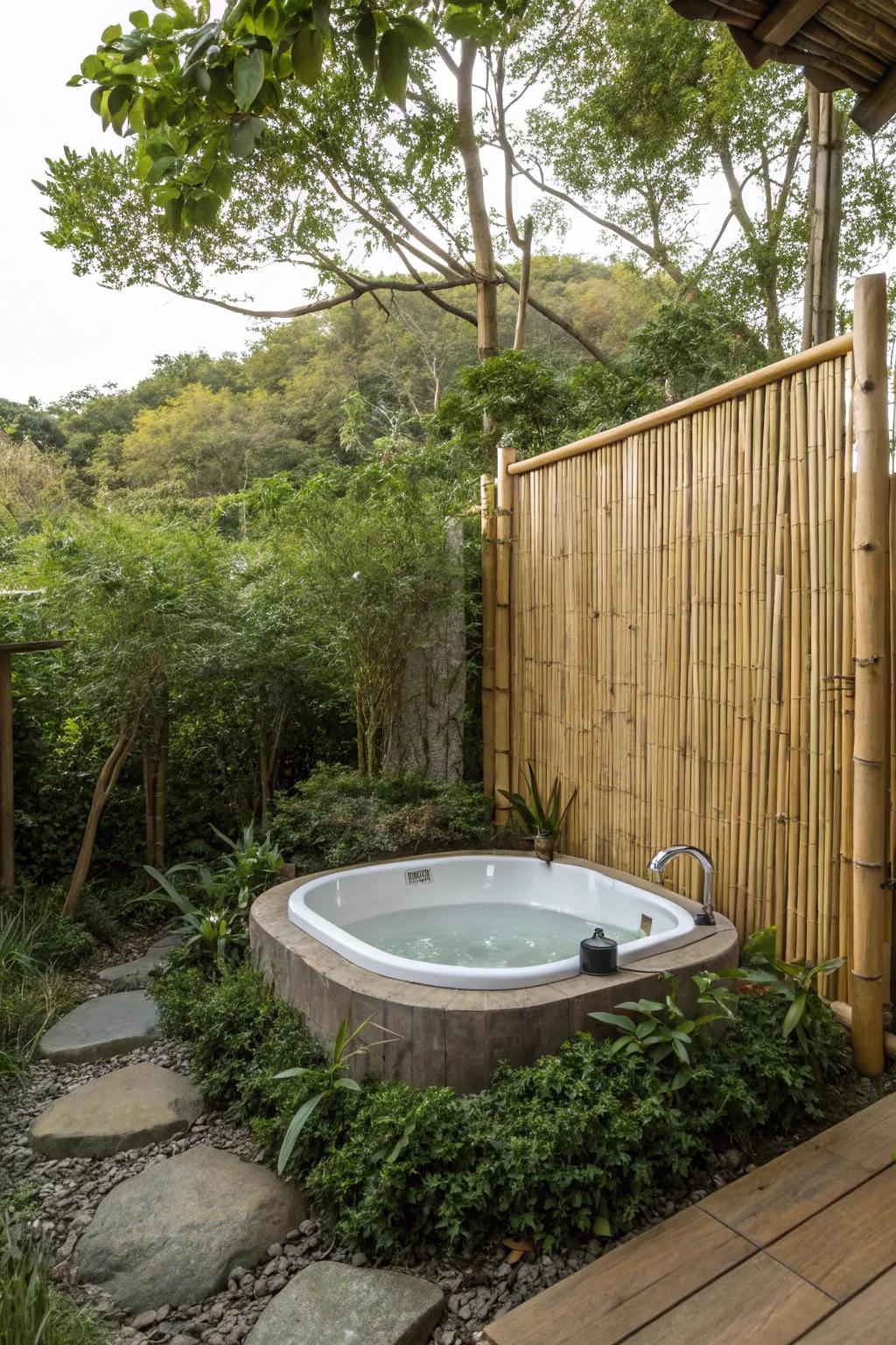 Gain seclusion and tranquility using a natural bamboo screen.