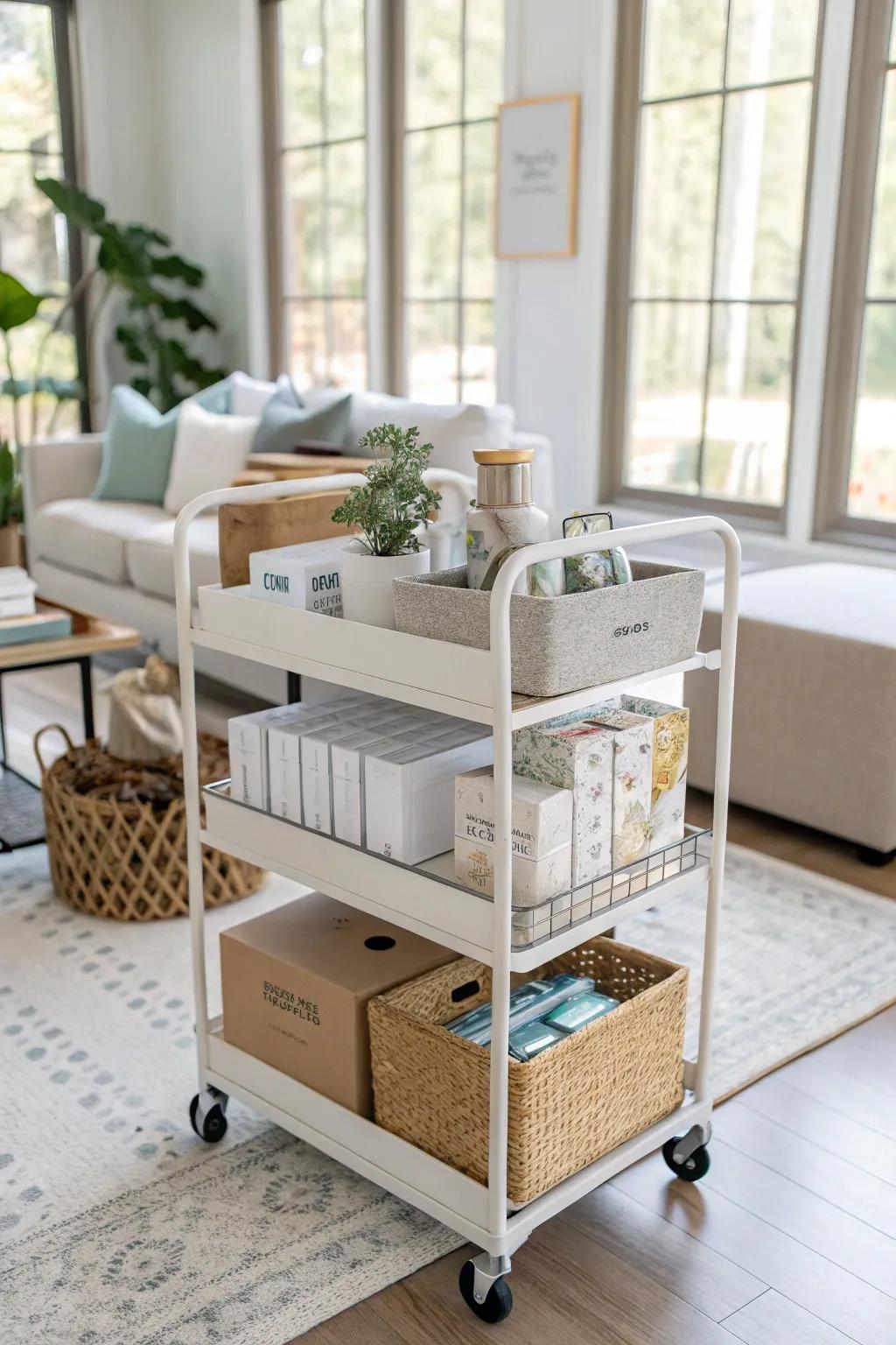 The convenience of a portable packing cart at your fingertips.
