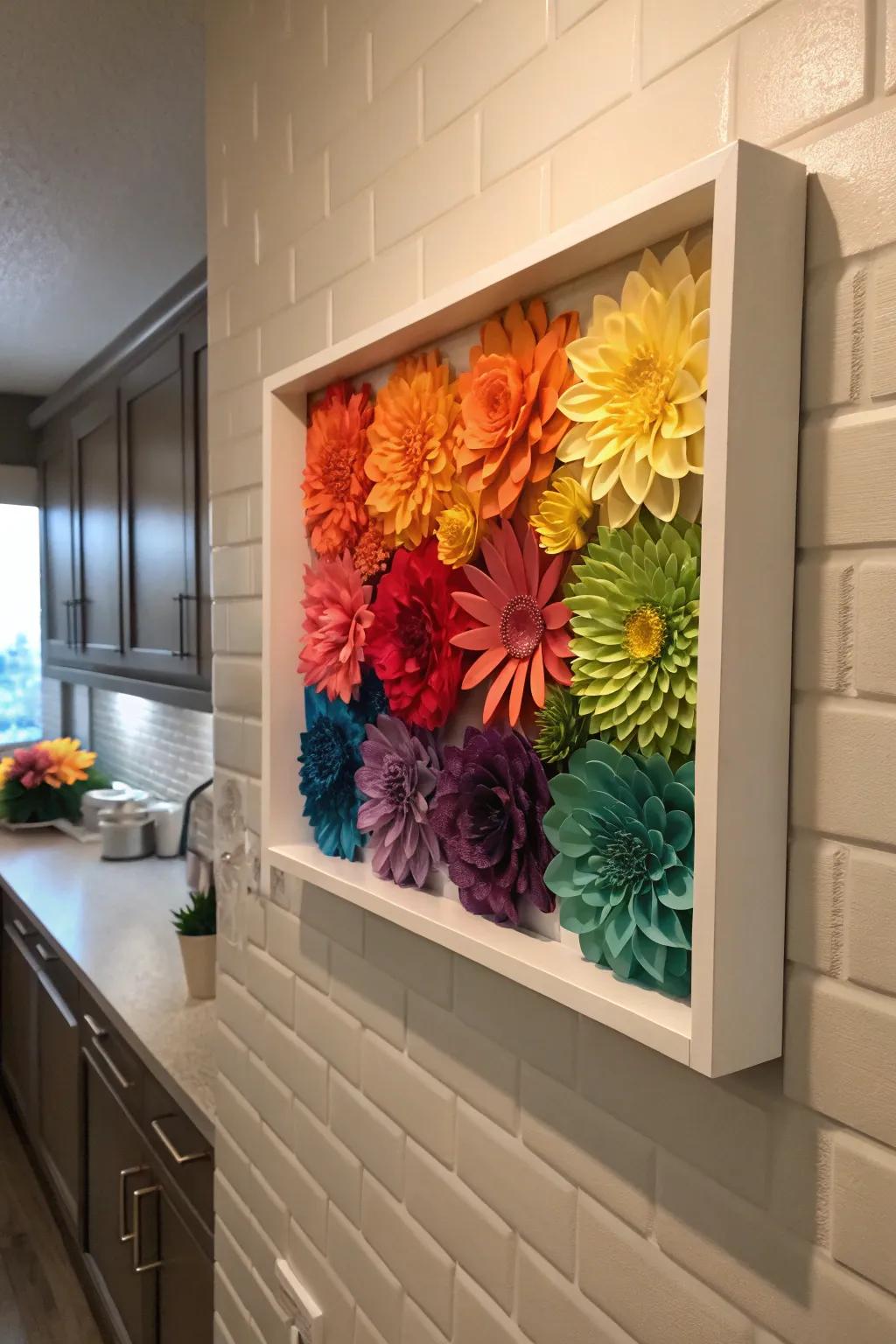 A rainbow-themed shadow box infuses vibrancy and happiness into any area.