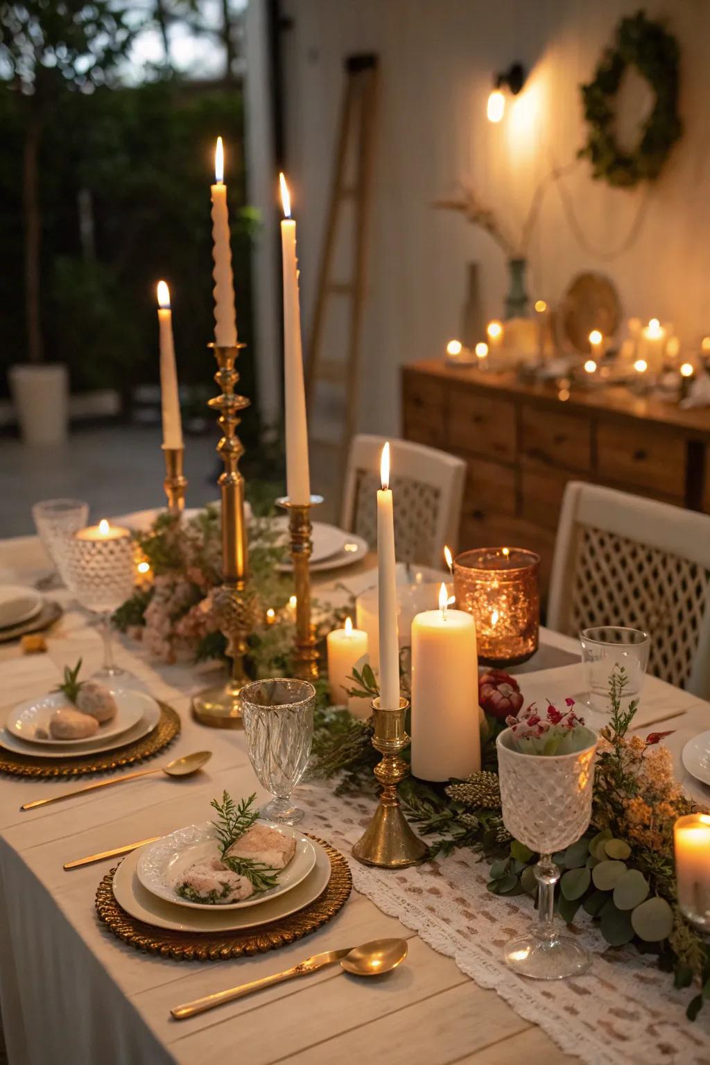 Cultivate an inviting atmosphere with a collection of various candles.