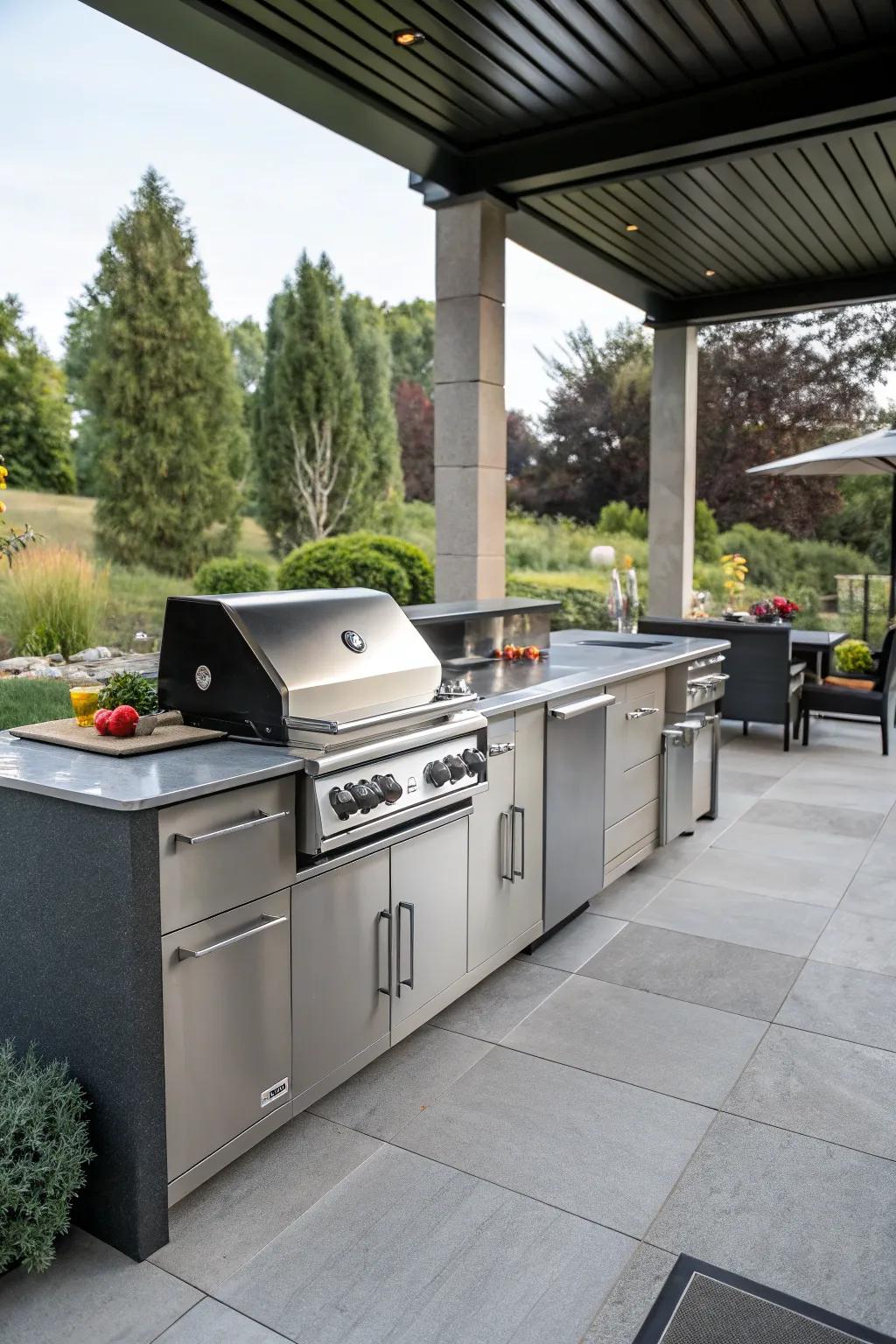 An open-air cooking area transforms your patio into a gourmet culinary spot.