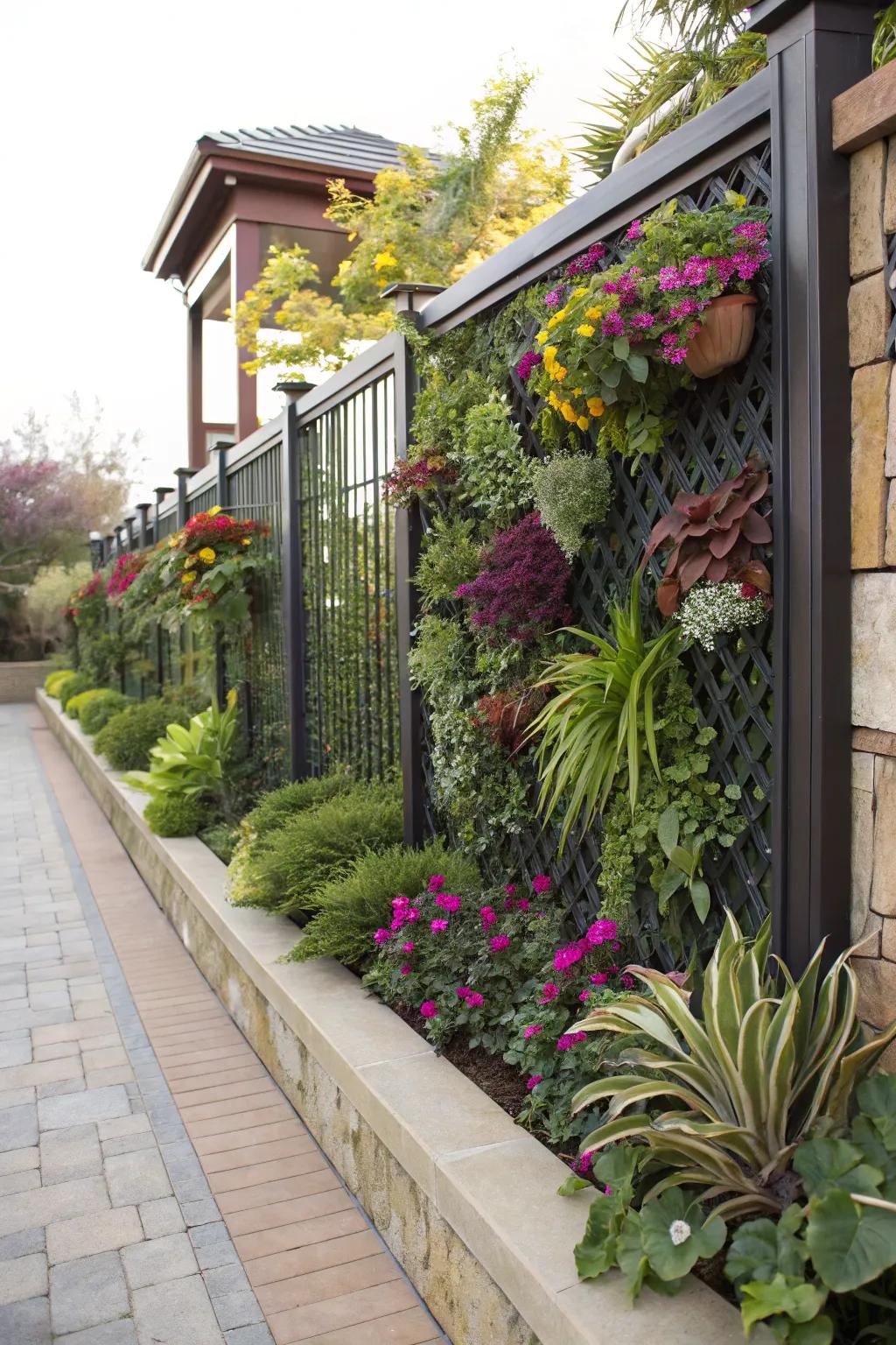 Vertical gardens contribute greenery and privacy to your fence.