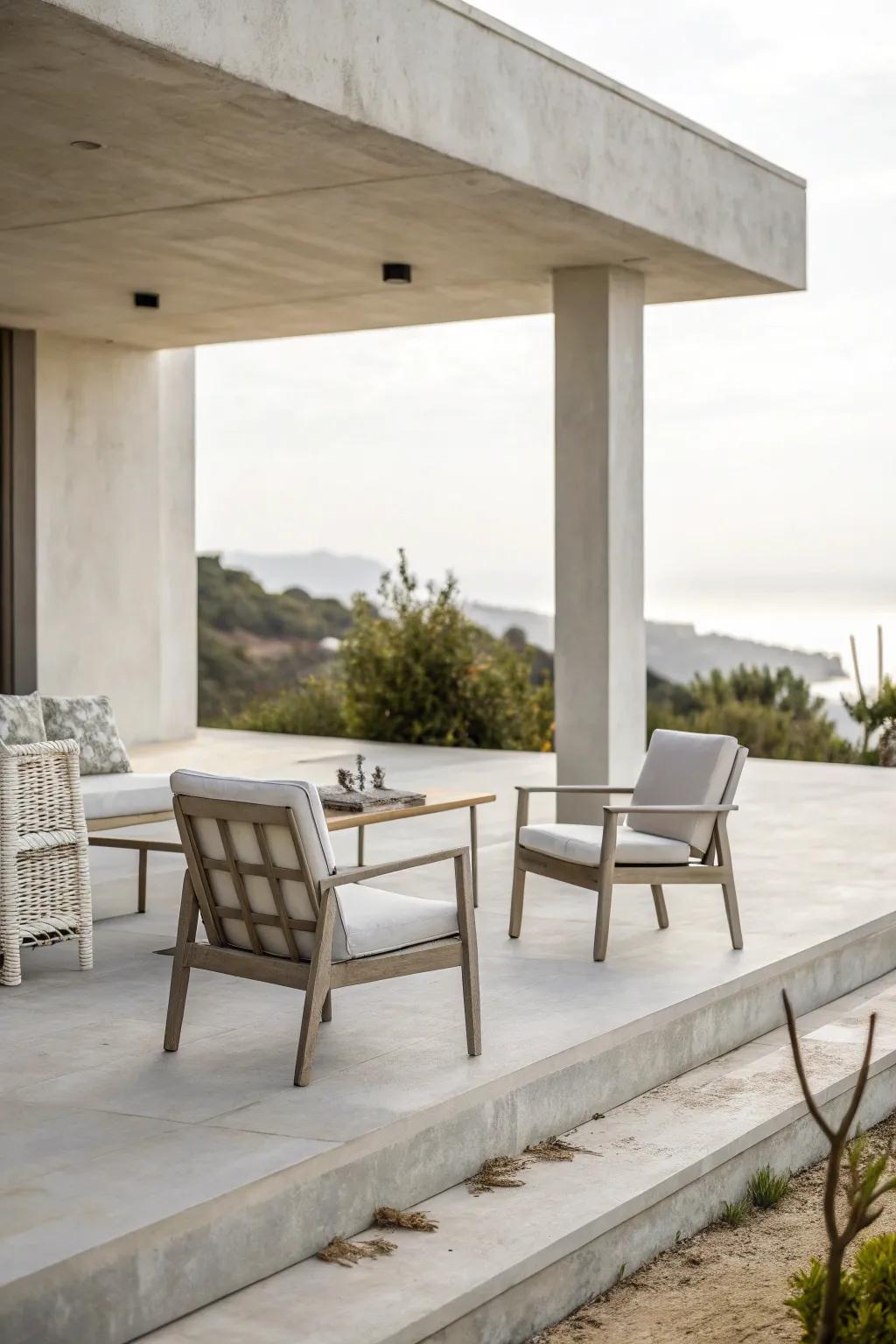 Achieve a chic, up-to-date appearance with a concrete patio.
