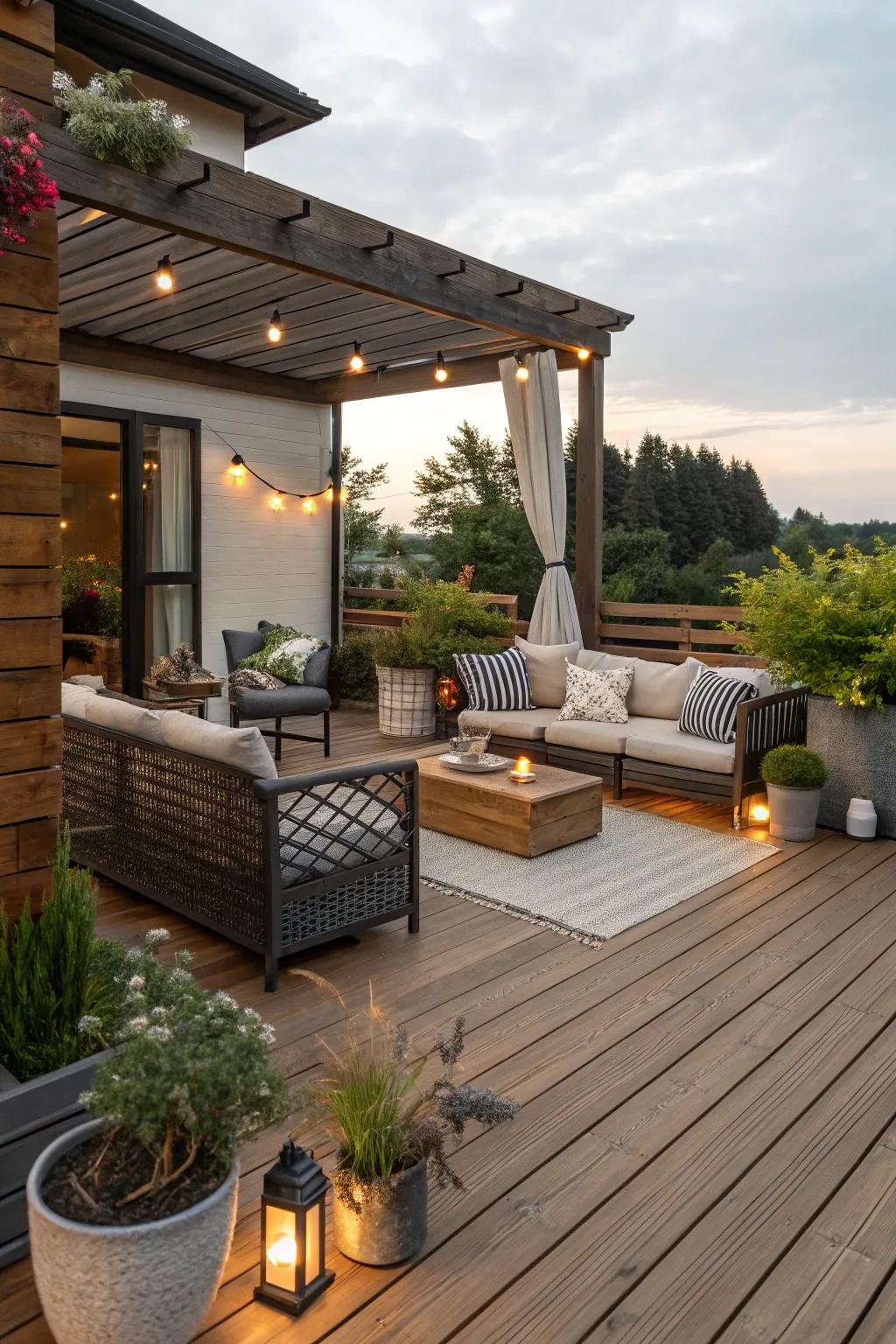 Wood plank flooring offers warmth and a connection to the outdoors.
