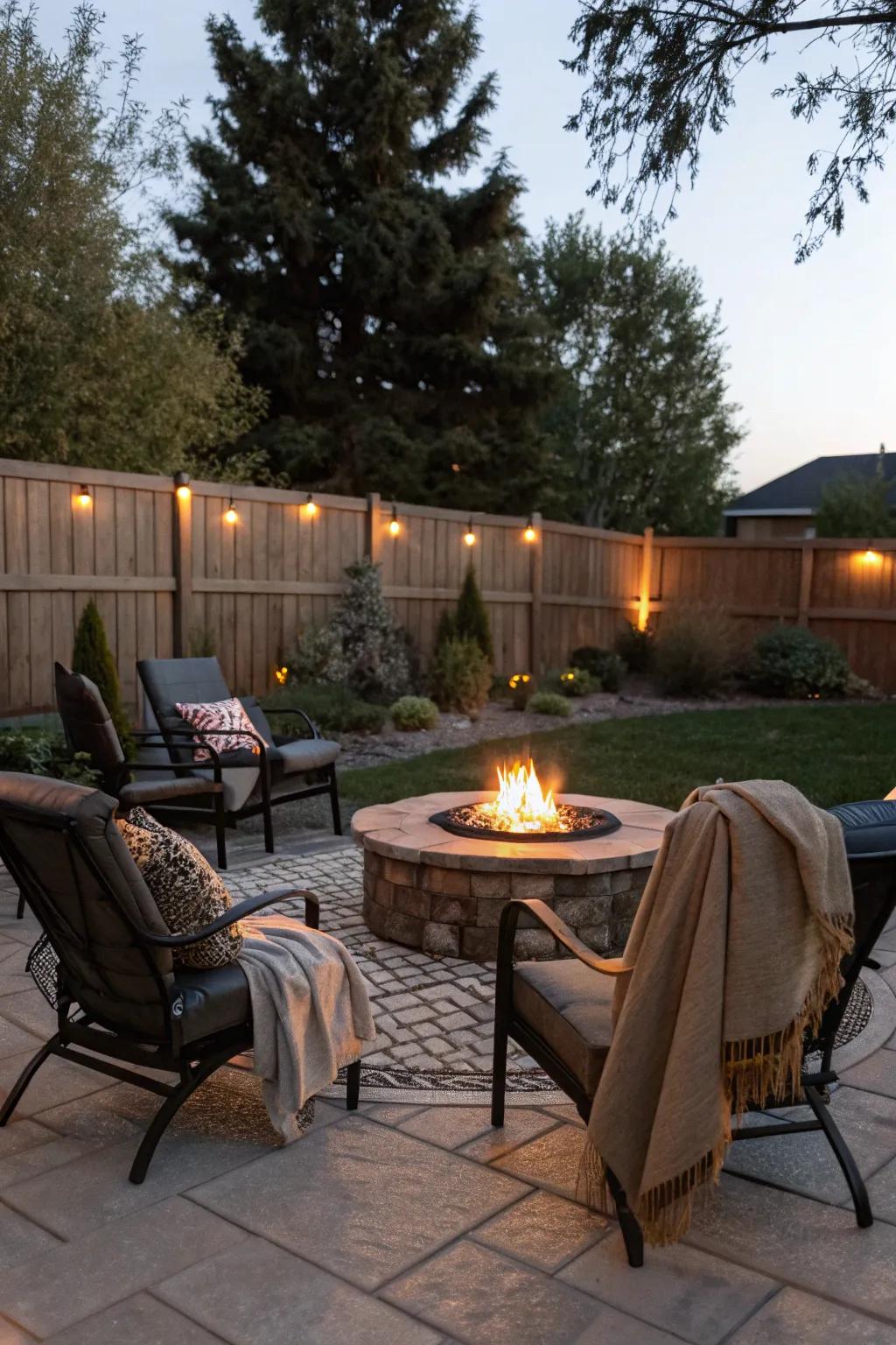 Assemble around a cozy outdoor hearth to relish warm evenings on your patio.