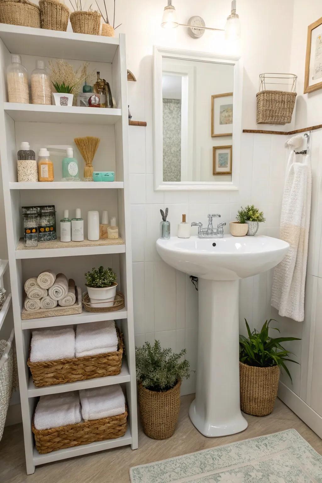 Open shelves offer both style and function.