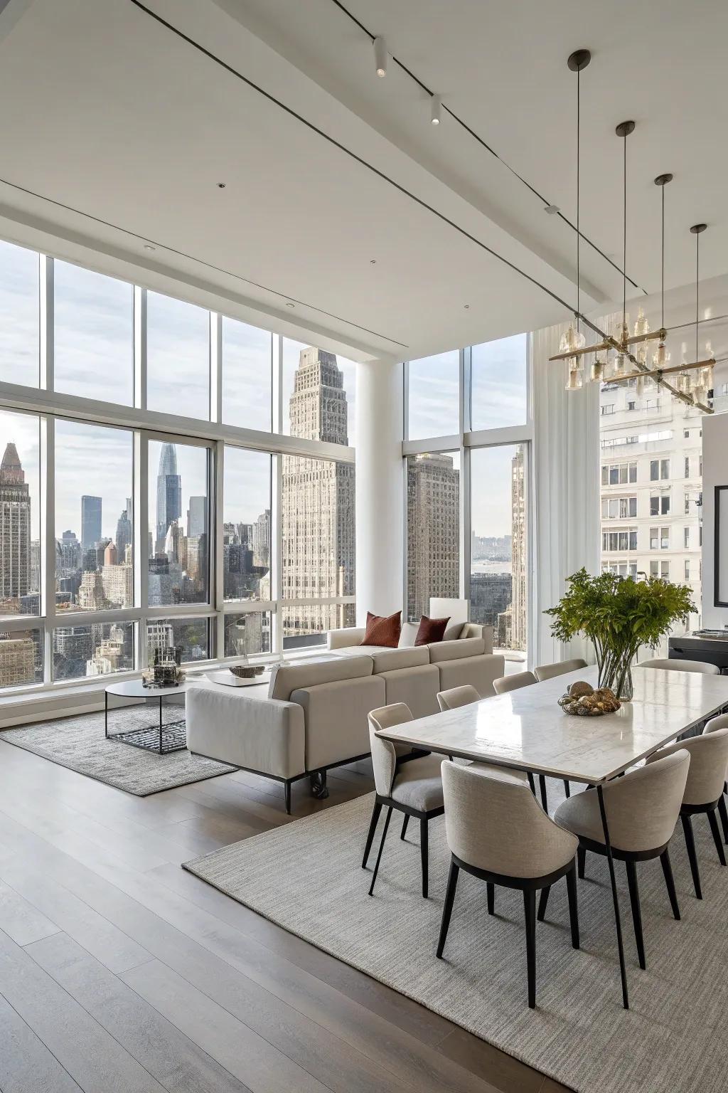 In your penthouse, open designs enable a fluid flow.