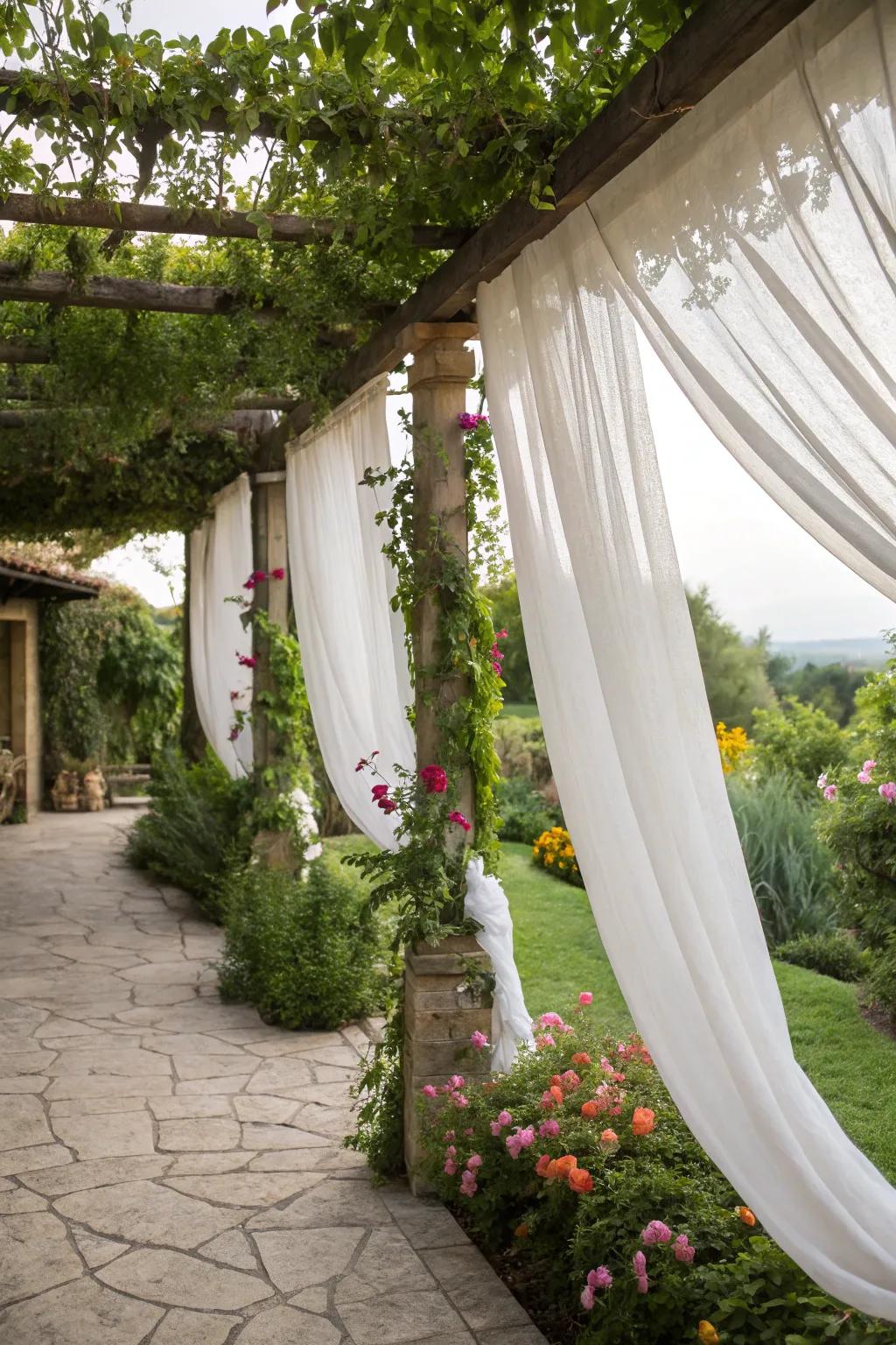 Soft drapes provide both shade and elegance.