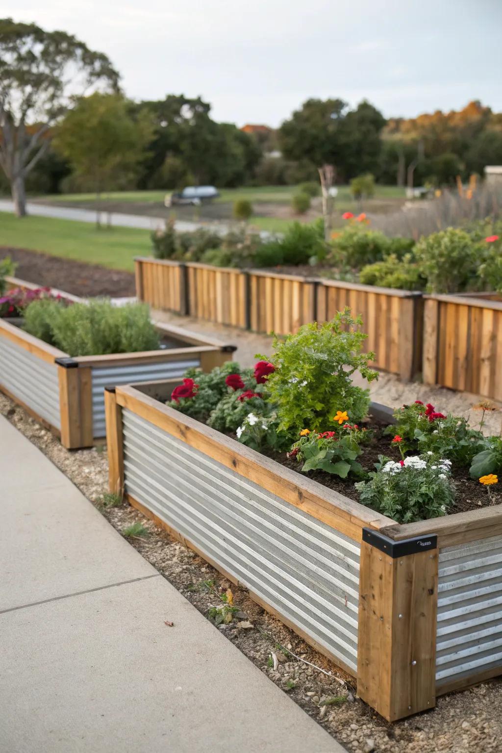 Give your garden a modern edge with a stylish metal and wood mix.