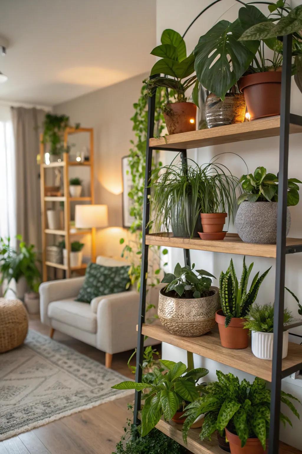Transform your shelving into a verdant work of art.
