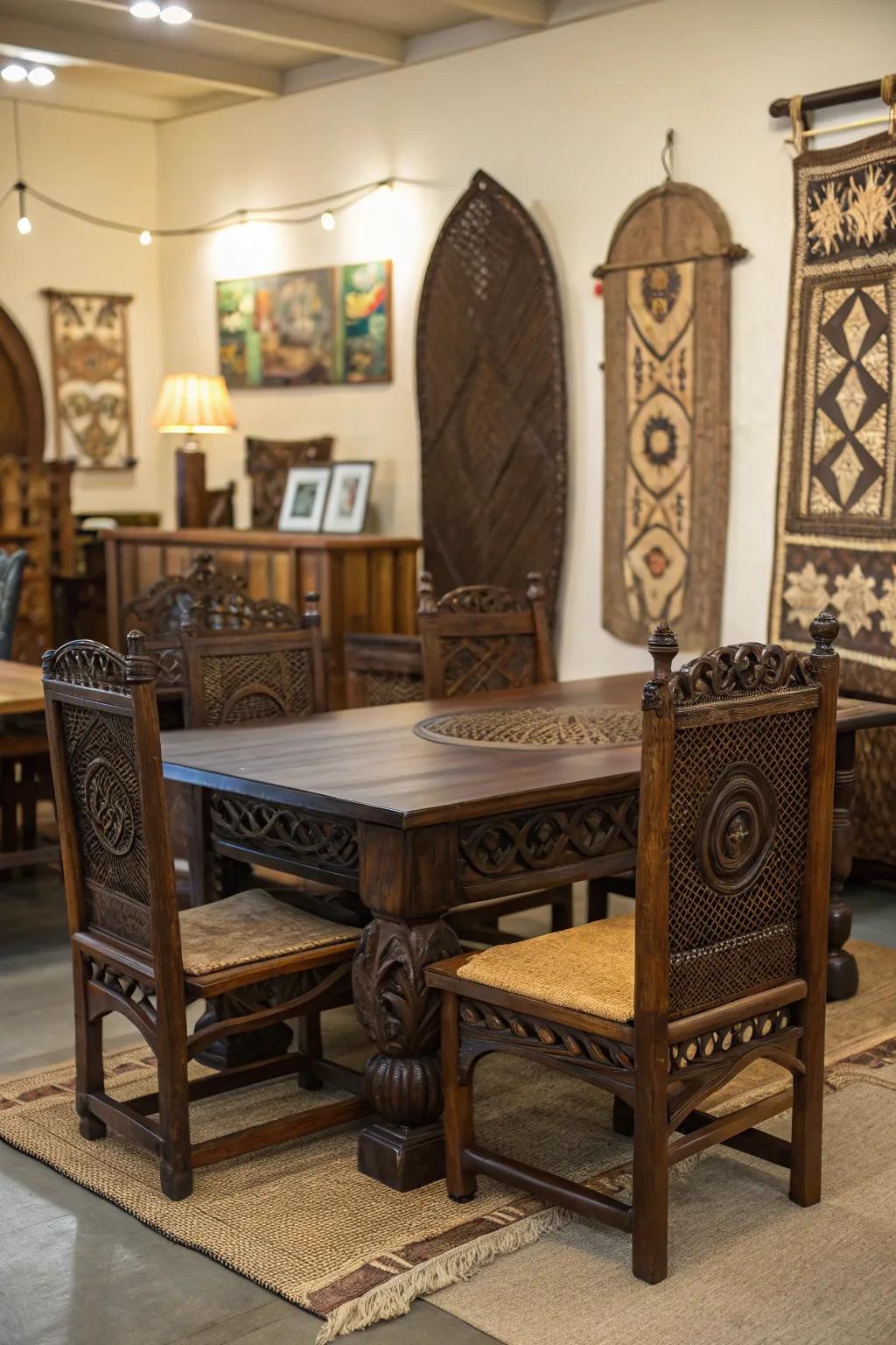 Deep toned wood embellishments provide a feeling of warmth and personality.