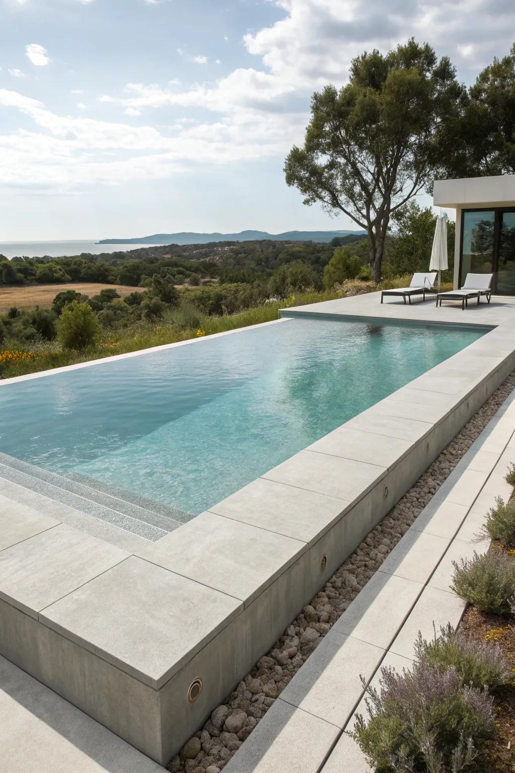 Concrete border provides a streamlined and modern look.