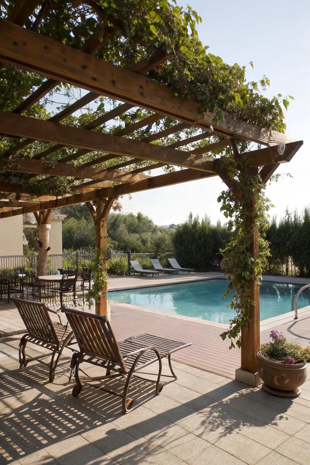 A stylish trellis offers shade and enhances the aesthetic of your pool area.