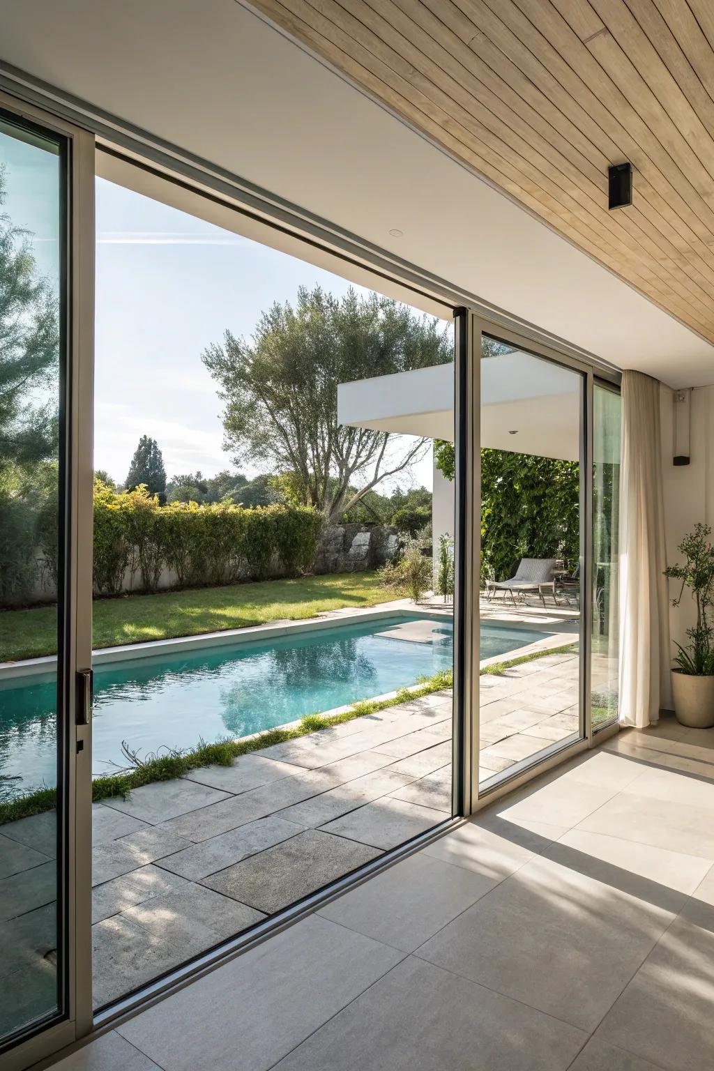Enjoy smooth indoor-outdoor transitions with wide sliding doors