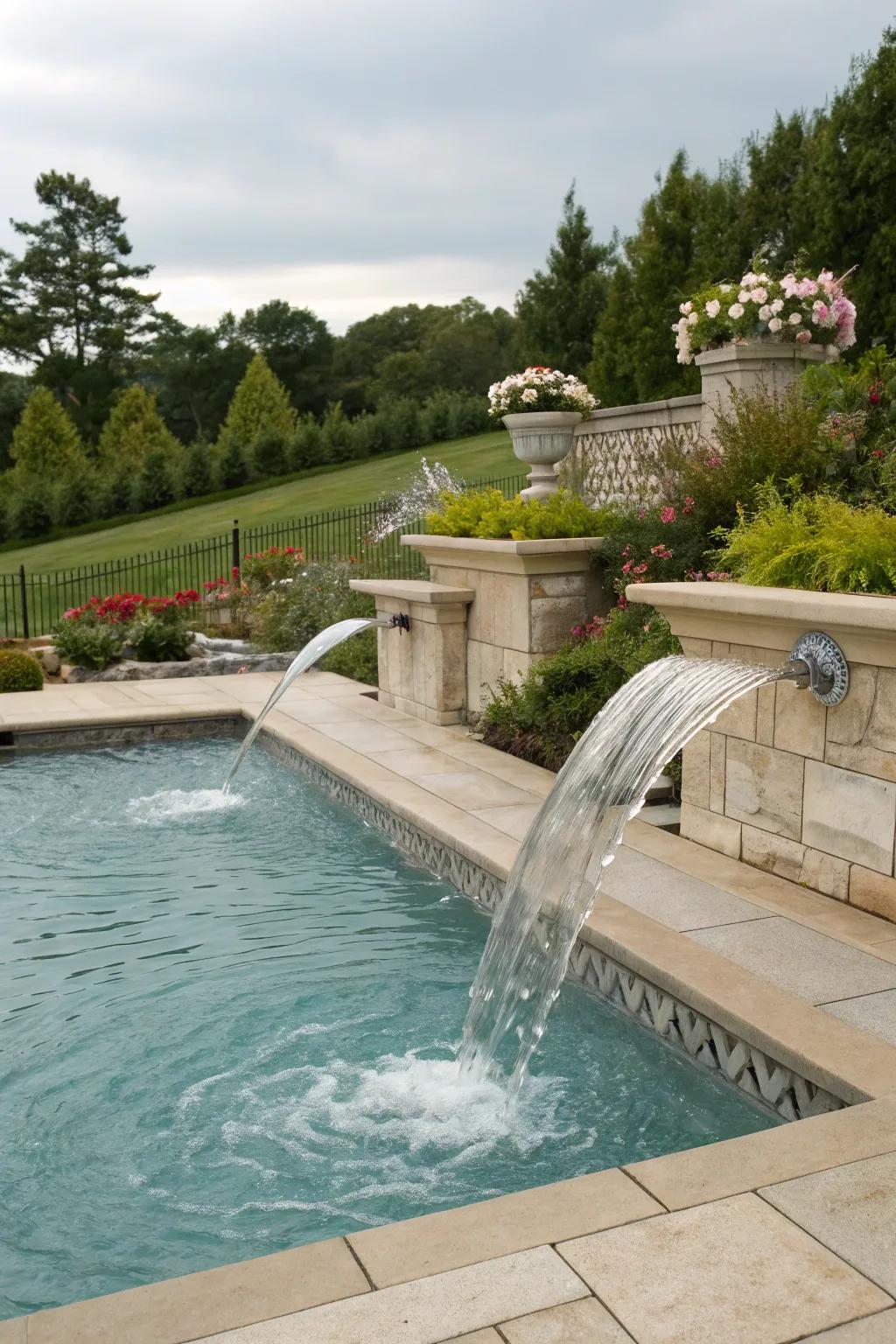 Water overflows bring refined elegance and charm to your pool aesthetic.