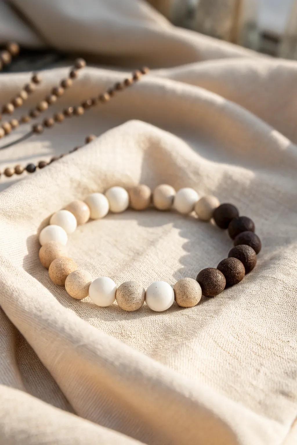 Embrace refined simplicity with a single-tone clay bead bracelet, ideal for the minimalist at heart.