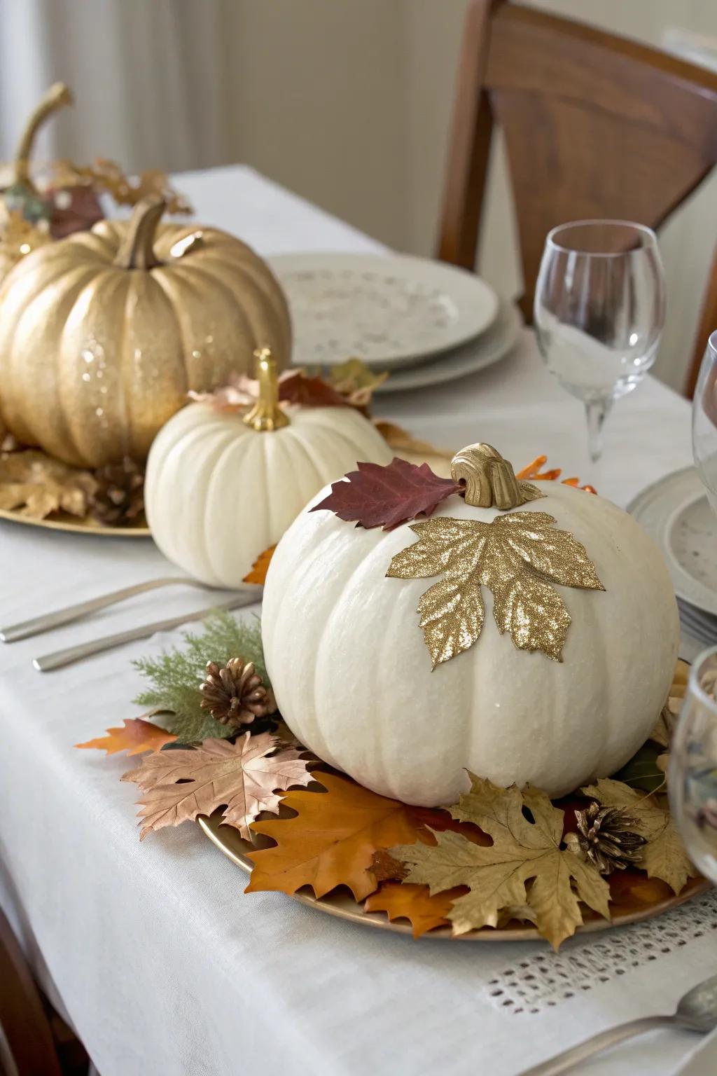 Gilded pumpkins add a touch of opulence to your fall decor.
