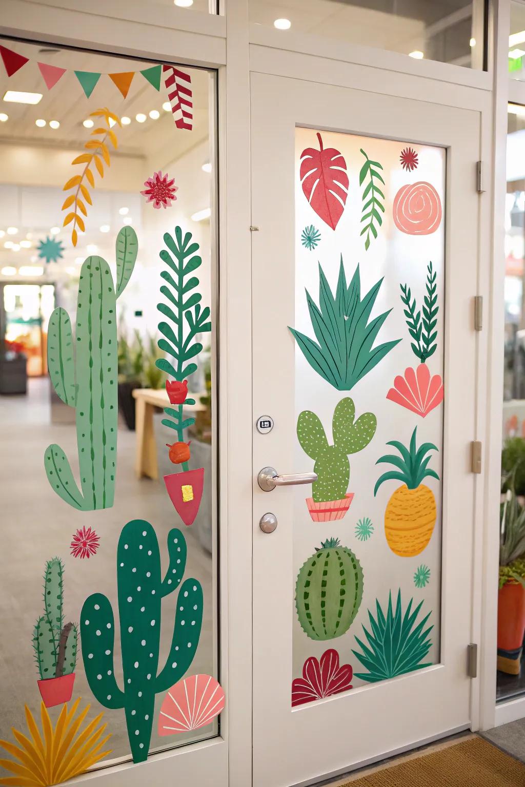 A green accent with stylish echeveria designs.