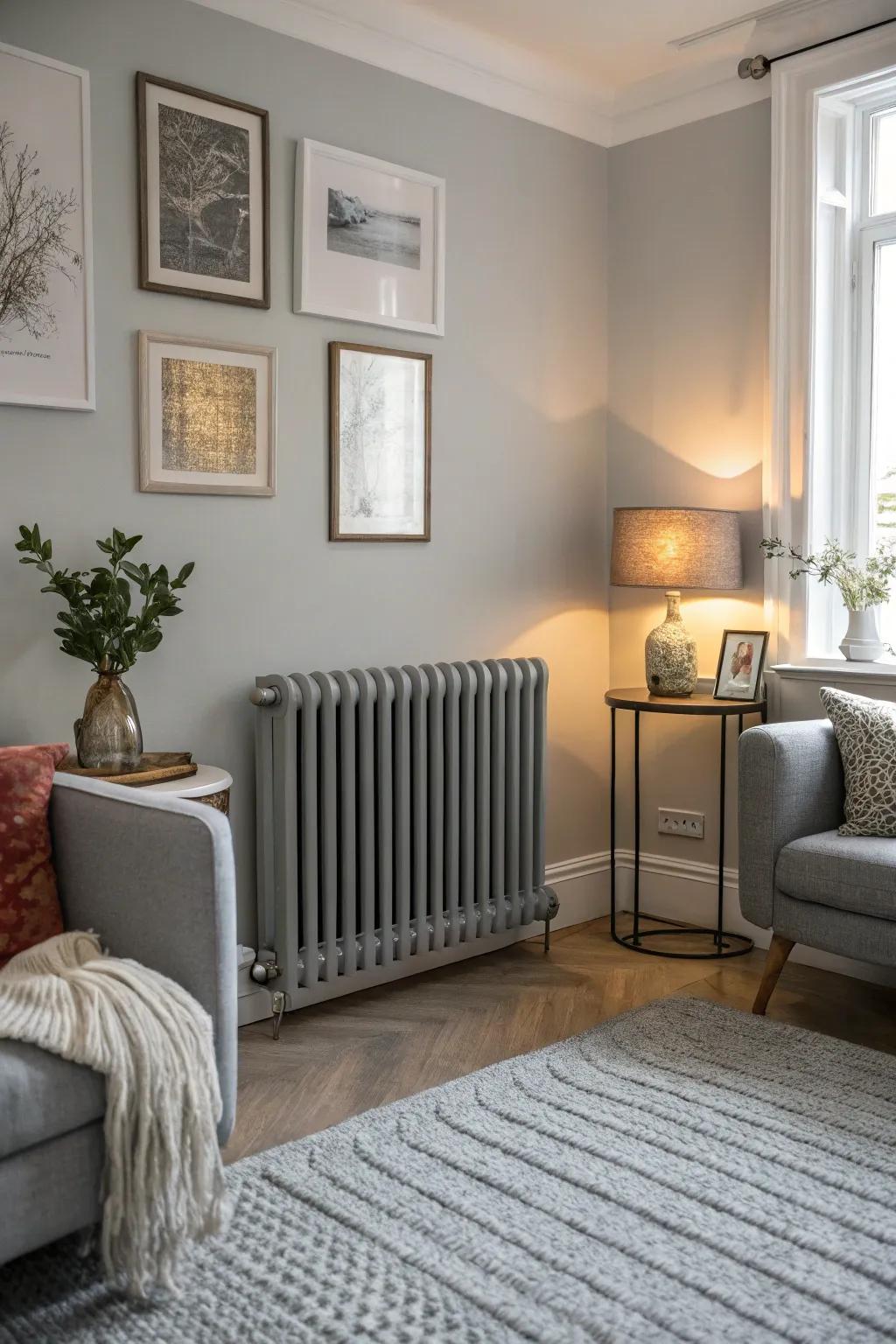 Pewter radiators radiate understated sophistication.