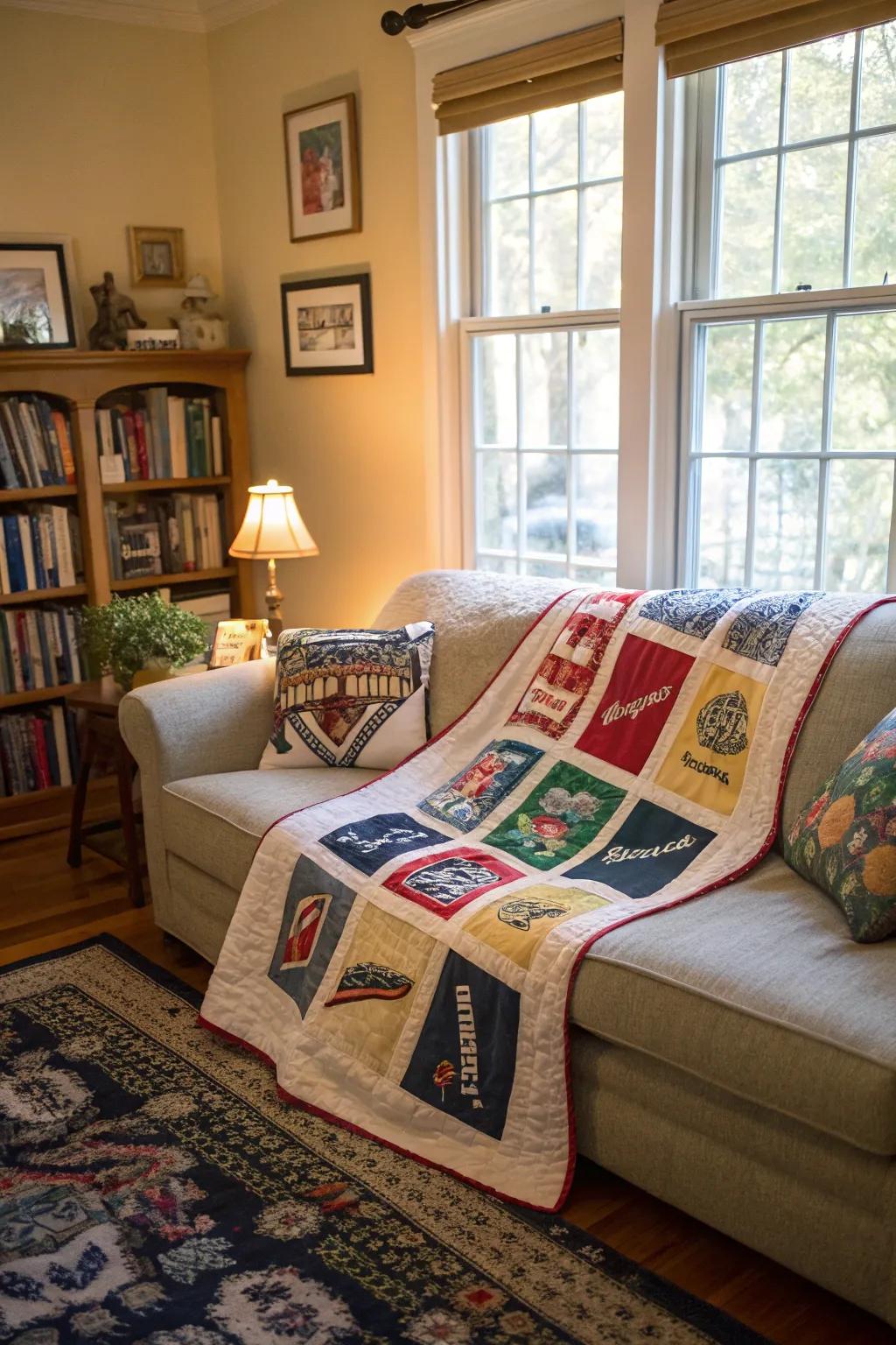 Wrap yourself in warmth with a quilt fashioned from cherished <strong><em>rally towels</em></strong>.” loading=”lazy” class=”pimg”>
	</picture><figcaption>Wrap yourself in warmth with a quilt fashioned from cherished <strong><em>rally towels</em></strong>.</figcaption></figure>
<p>Consider weaving your collection into a snug quilt. It’s a delightful way to enfold yourself in cherished memories, ideal for cozying up during televised games. I find it irresistibly comforting.</p>
<h3>Some handy options:</h3>
<ul class=