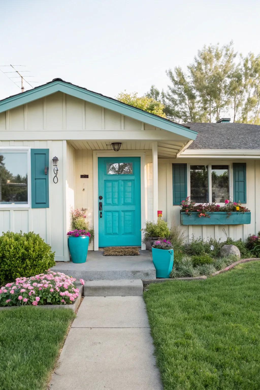 An ocean-blue doorway breathes vitality and character into this ranch home.