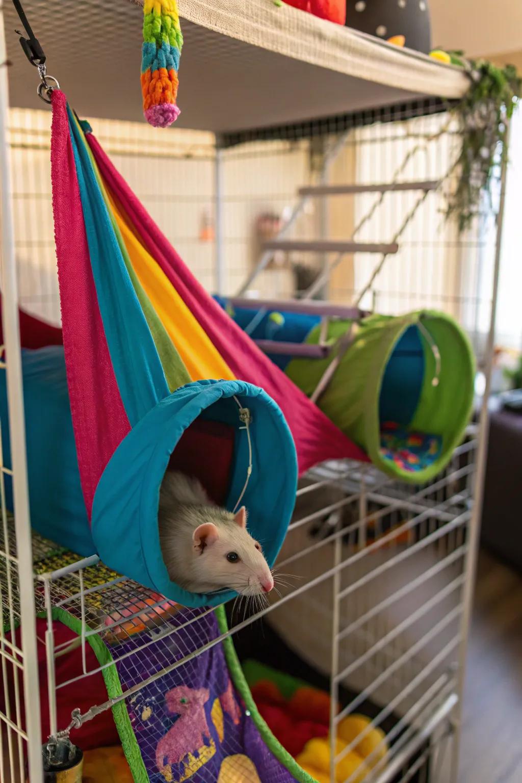 Inviting lounging nets and tunnels promote relaxation and fun
