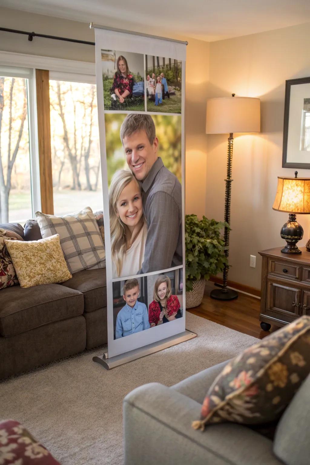 Using a photo banner that is personalized, record memories of your family.