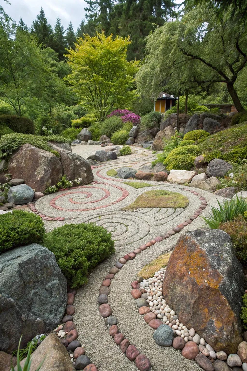 Unleash your creativity with stone mosaics in your garden.