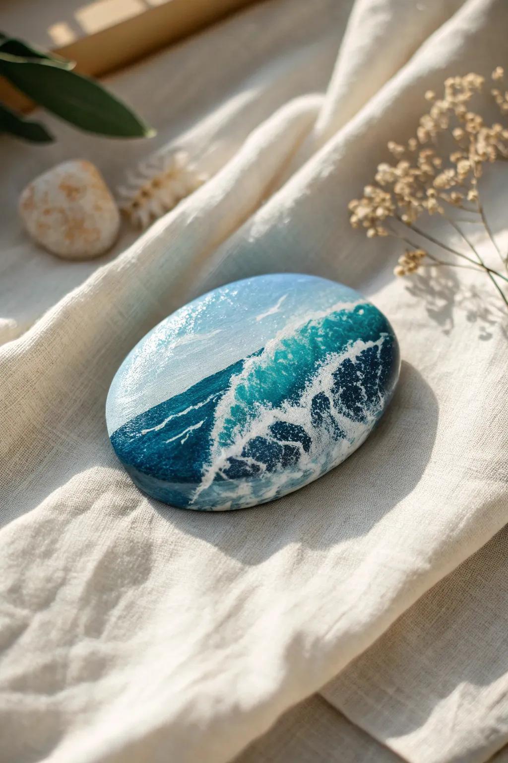 Find tranquility with ocean wave rock art - where simplicity connects with serene beauty.