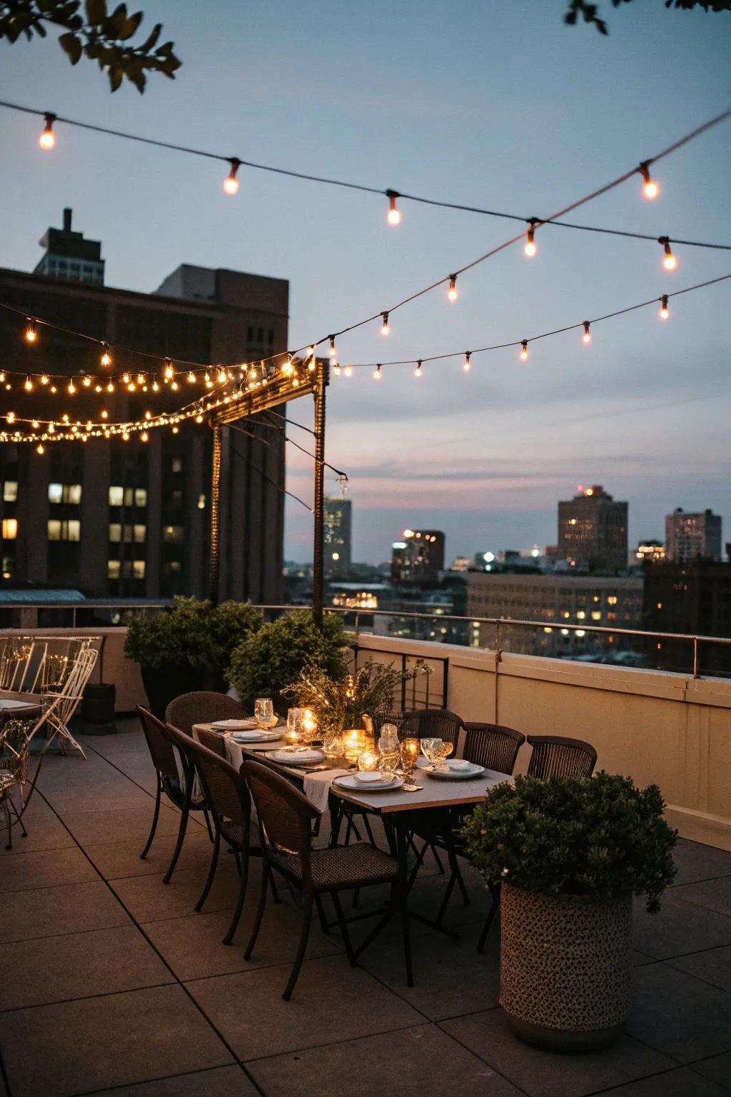 Dining under the stars on a delightful rooftop.