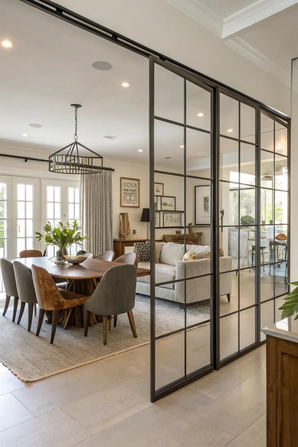 Metal and glass dividers bring a polished, industrial feel to any home.